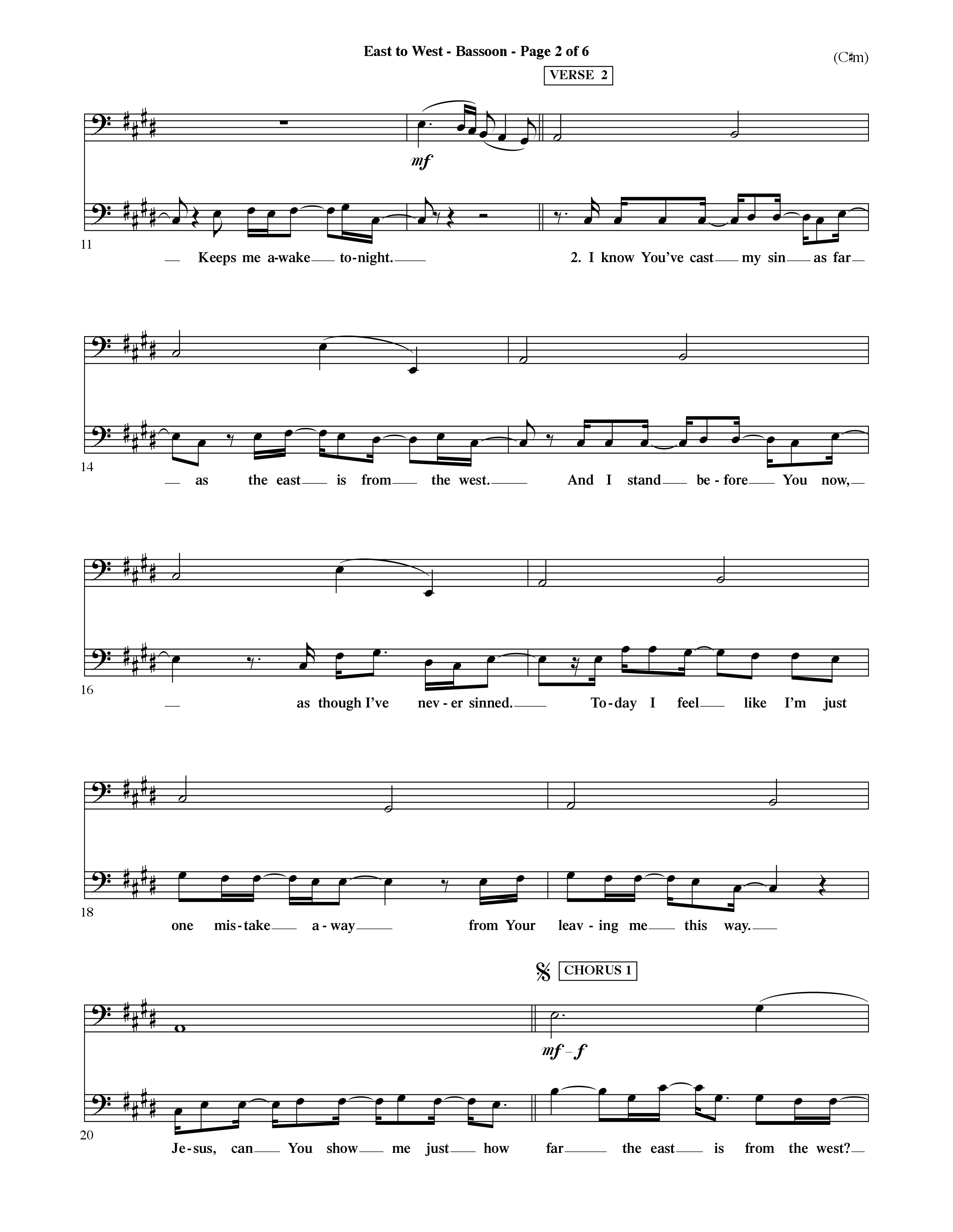 East To West (Choral Anthem SATB) Bassoon (Word Music Choral / Orch. Dave Williamson)