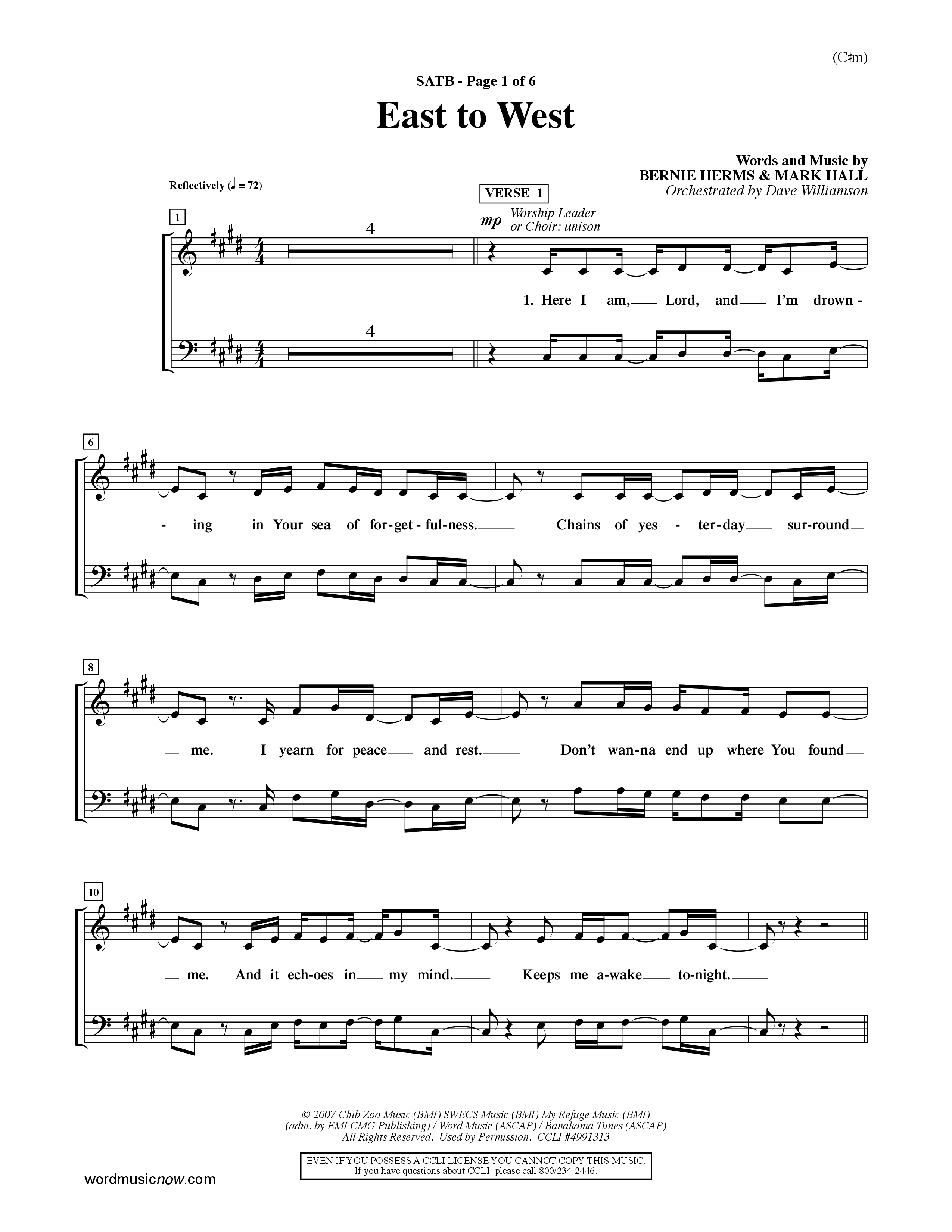 East To West (Choral Anthem SATB) Choir Sheet (SATB) (Word Music Choral / Orch. Dave Williamson)
