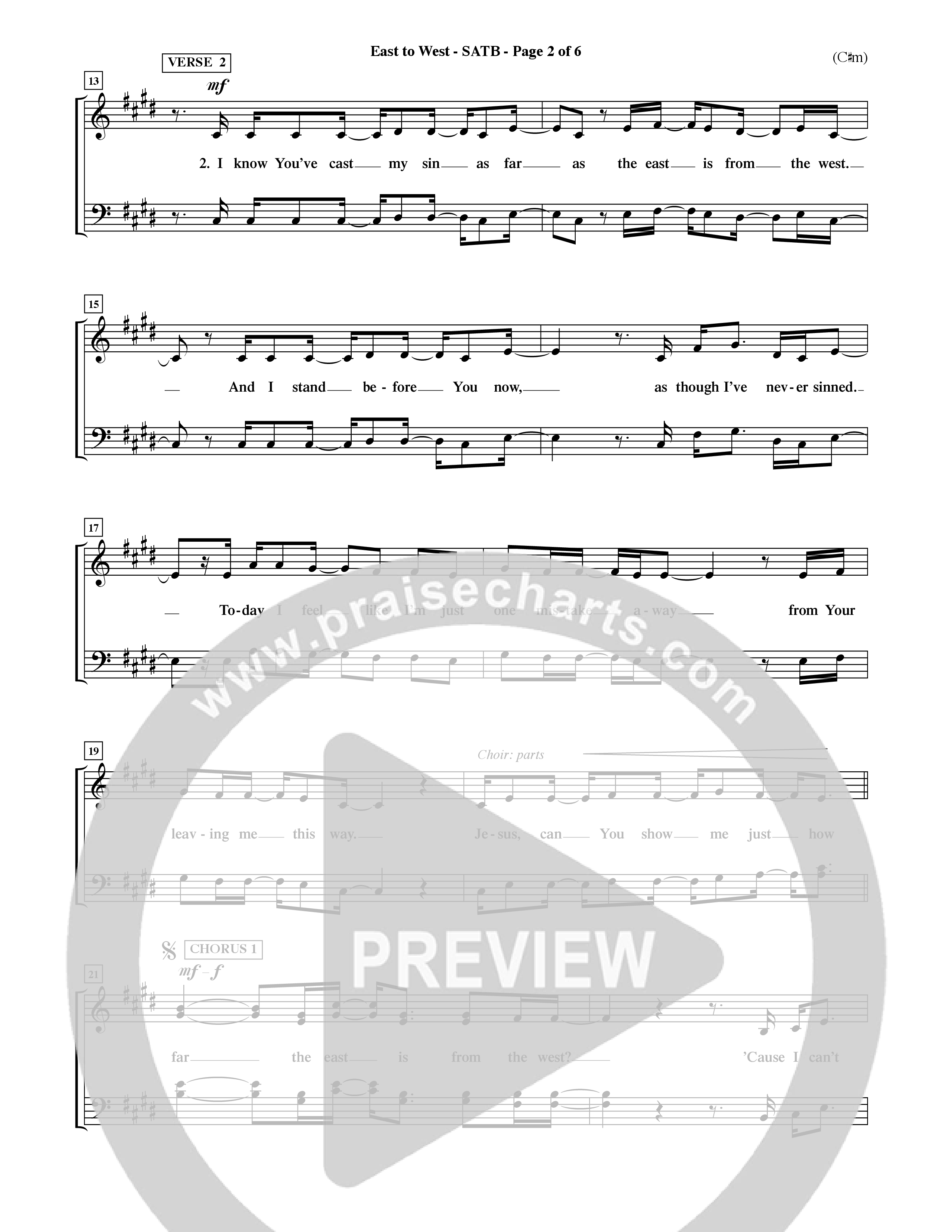 East To West (Choral Anthem SATB) Choir Sheet (SATB) (Word Music Choral / Orch. Dave Williamson)