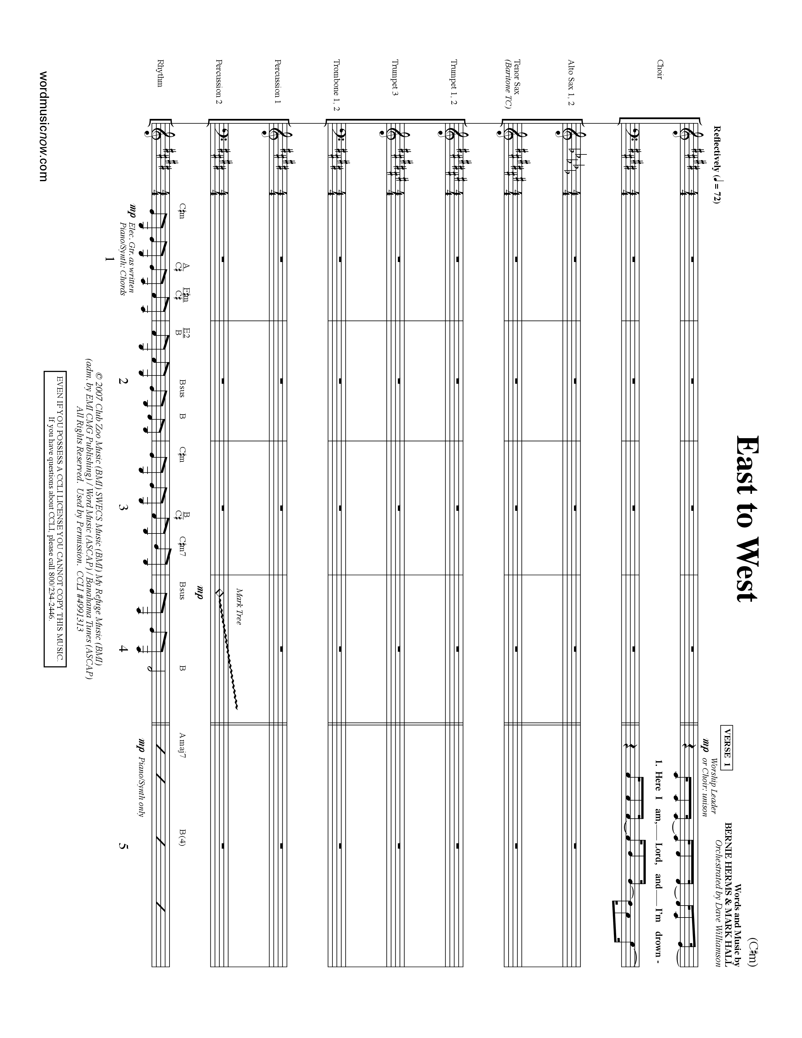 East To West (Choral Anthem SATB) Conductor's Score (Word Music Choral / Orch. Dave Williamson)