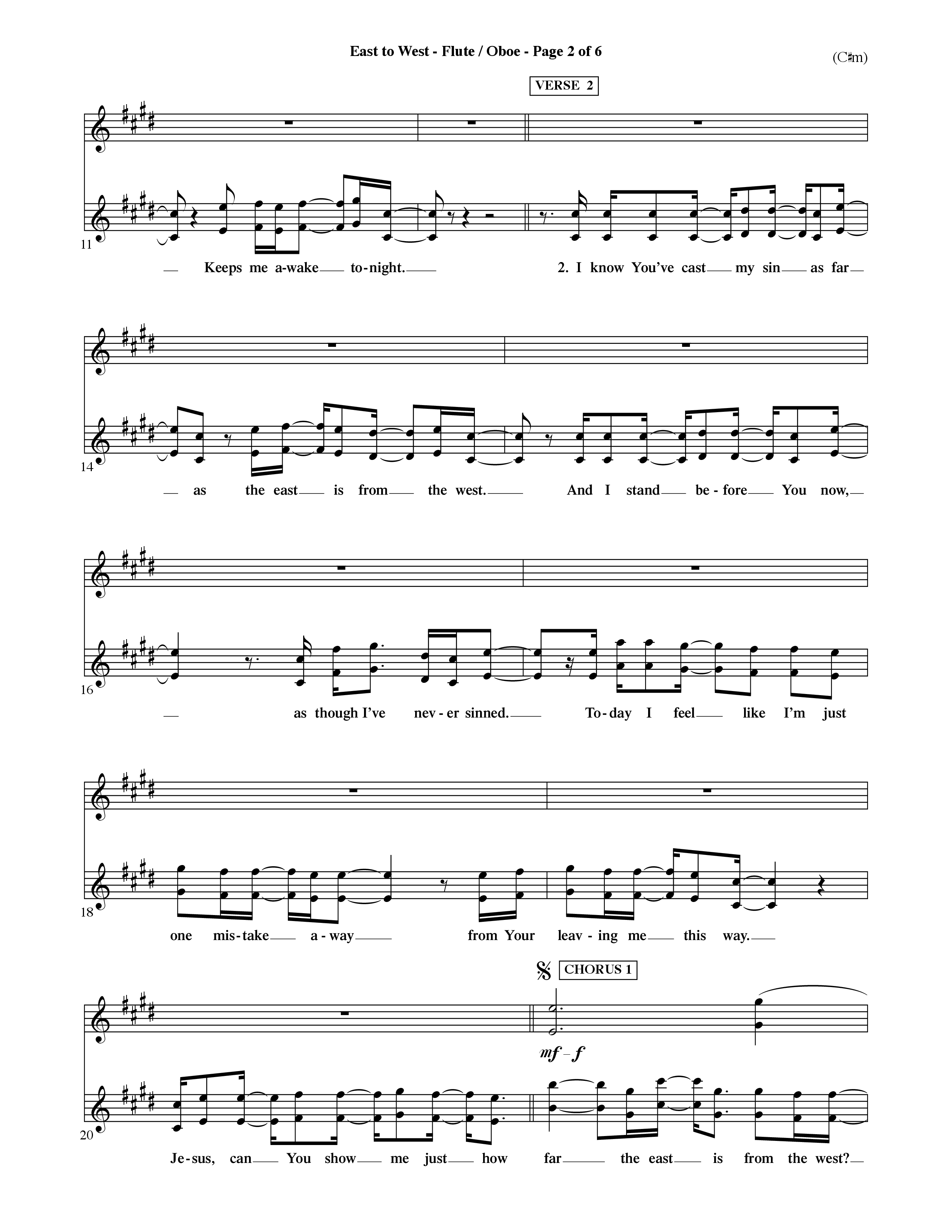 East To West (Choral Anthem SATB) Flute/Oboe (Word Music Choral / Orch. Dave Williamson)