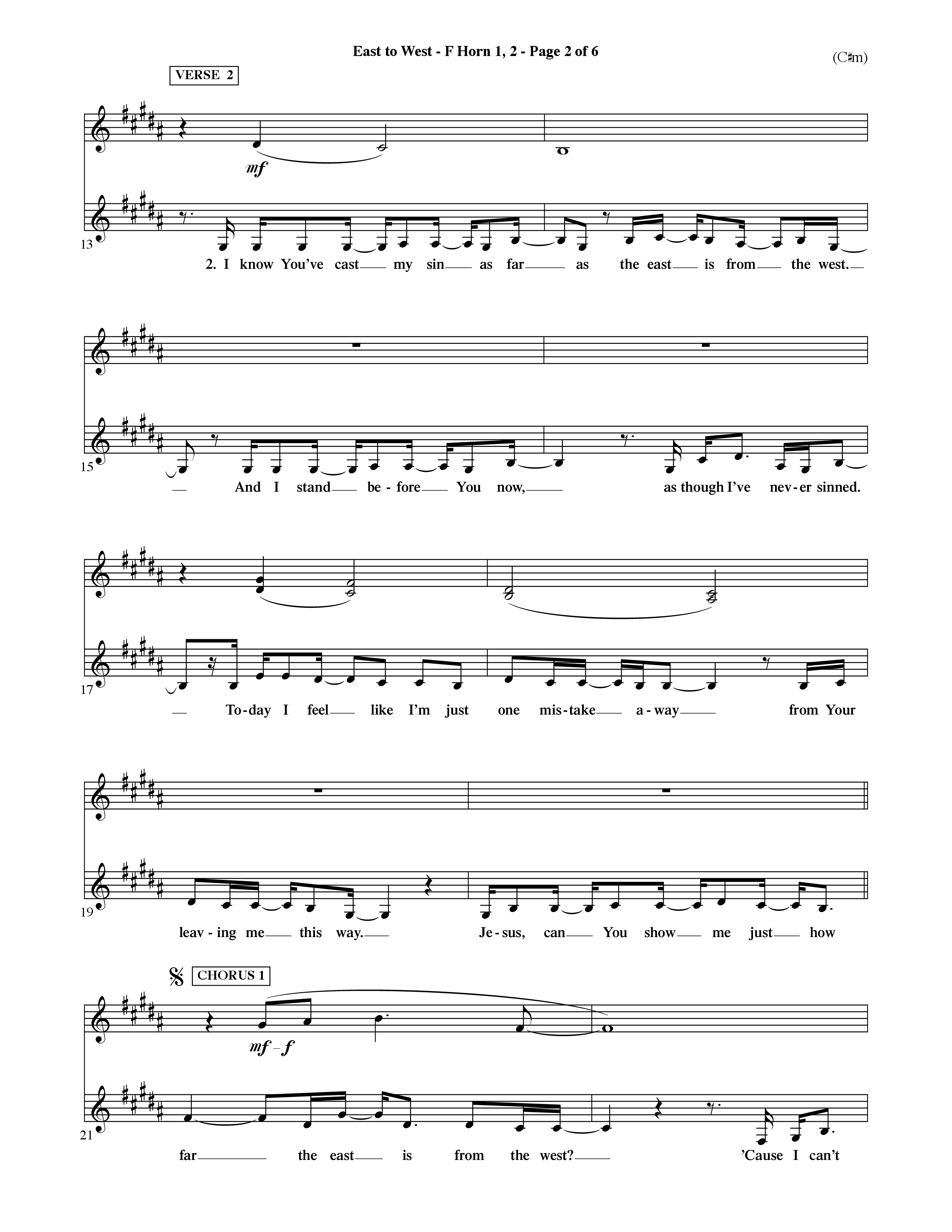 East To West (Choral Anthem SATB) French Horn (Word Music Choral / Orch. Dave Williamson)