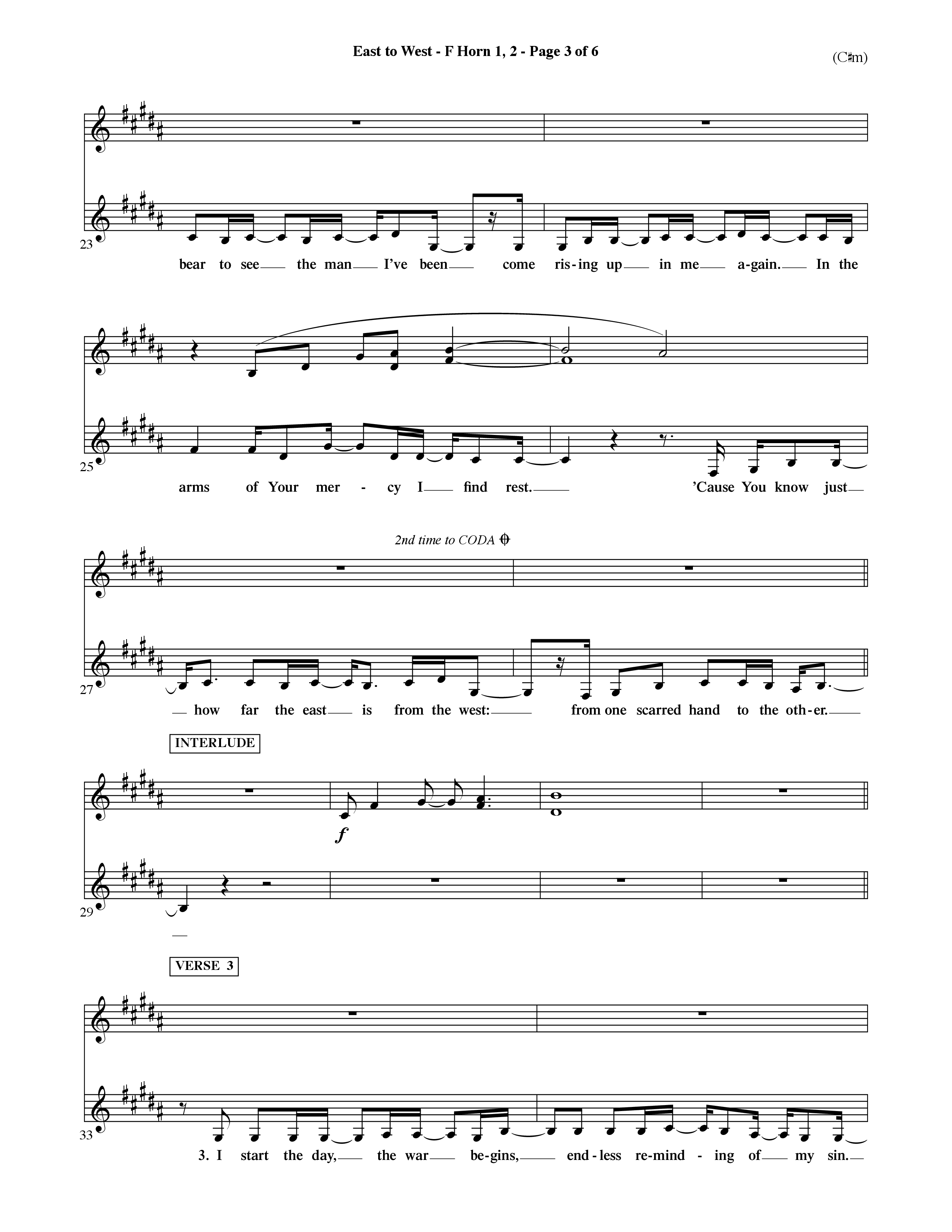 East To West (Choral Anthem SATB) French Horn (Word Music Choral / Orch. Dave Williamson)