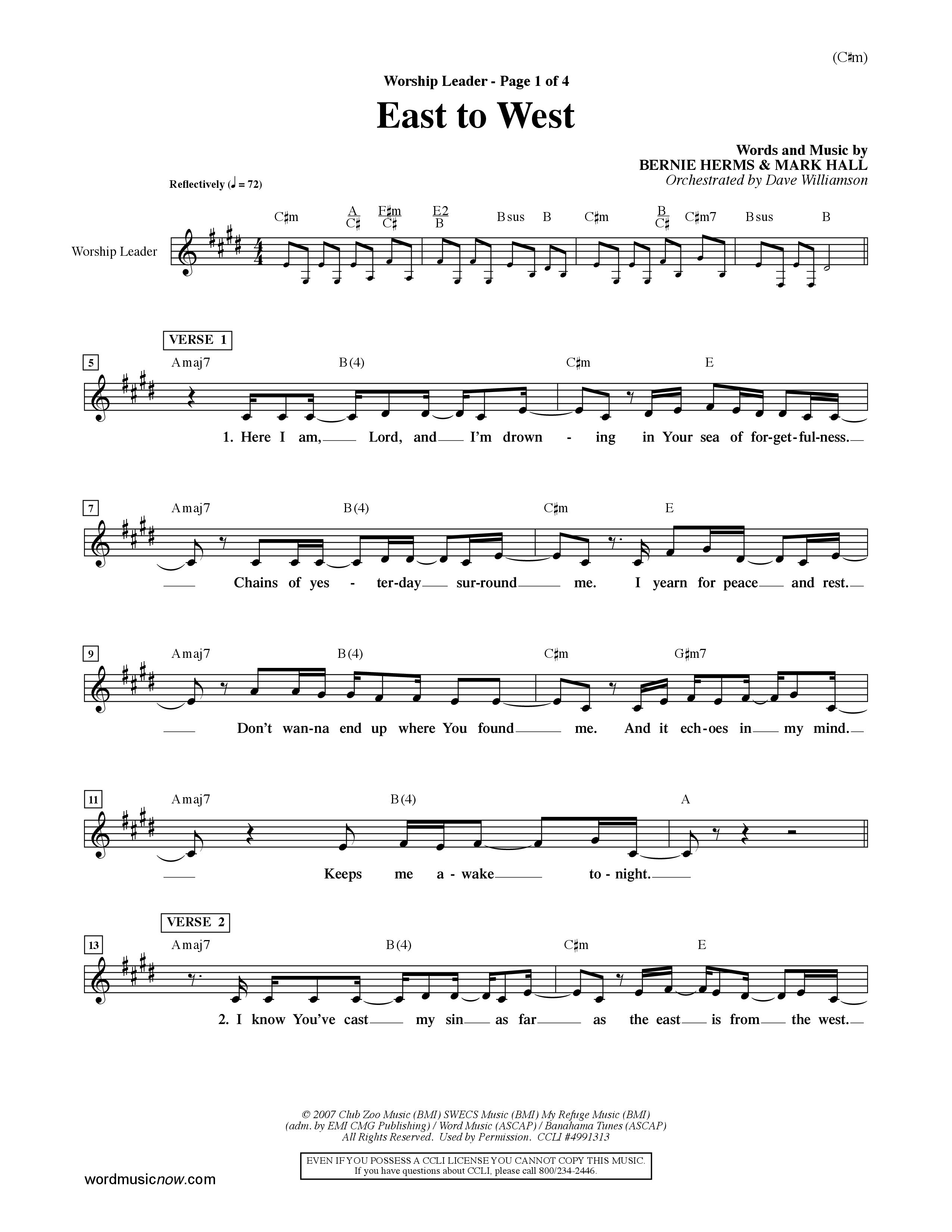 East To West (Choral Anthem SATB) Rhythm Pack (Word Music Choral / Orch. Dave Williamson)