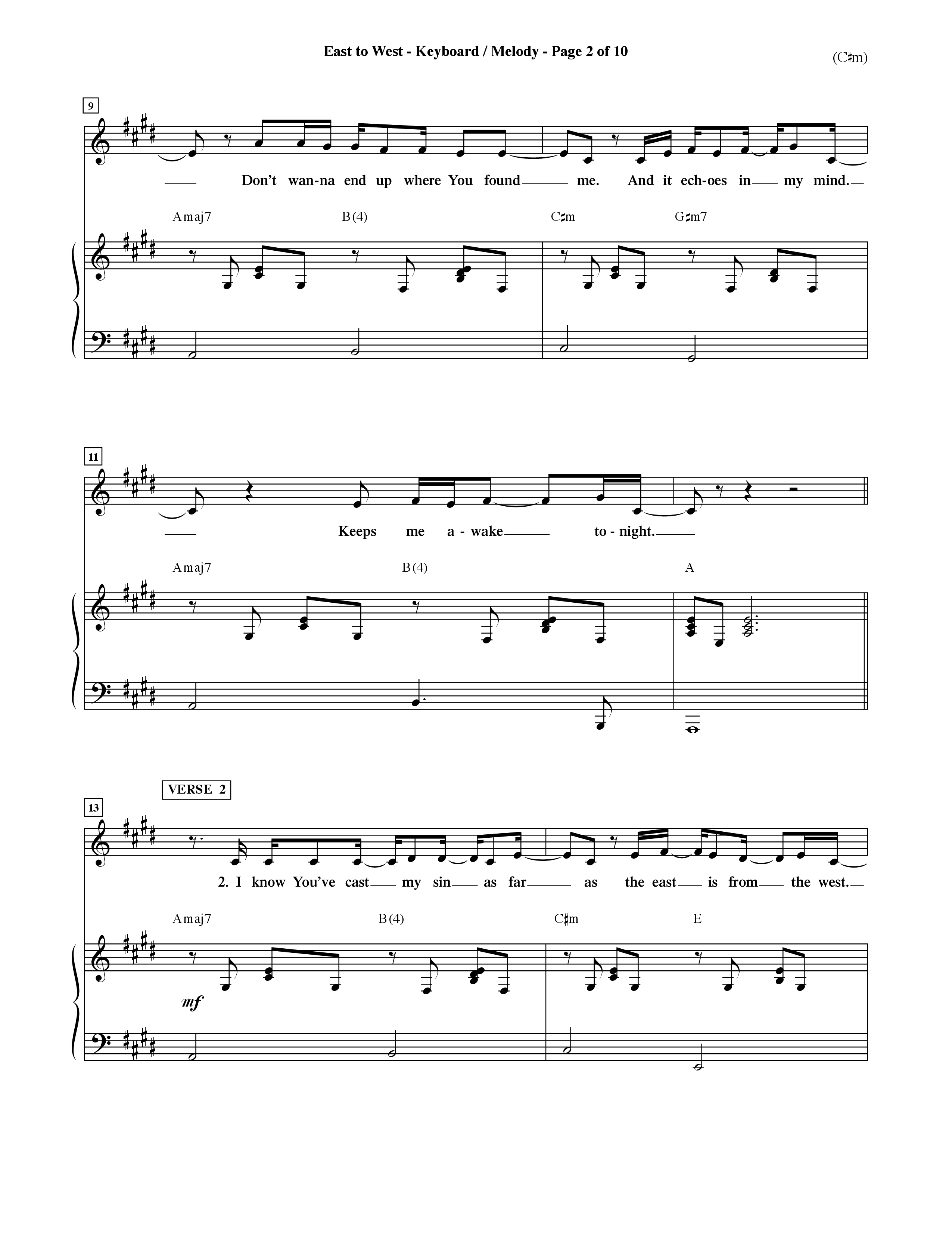 East To West (Choral Anthem SATB) Piano/Vocal (Melody) (Word Music Choral / Orch. Dave Williamson)