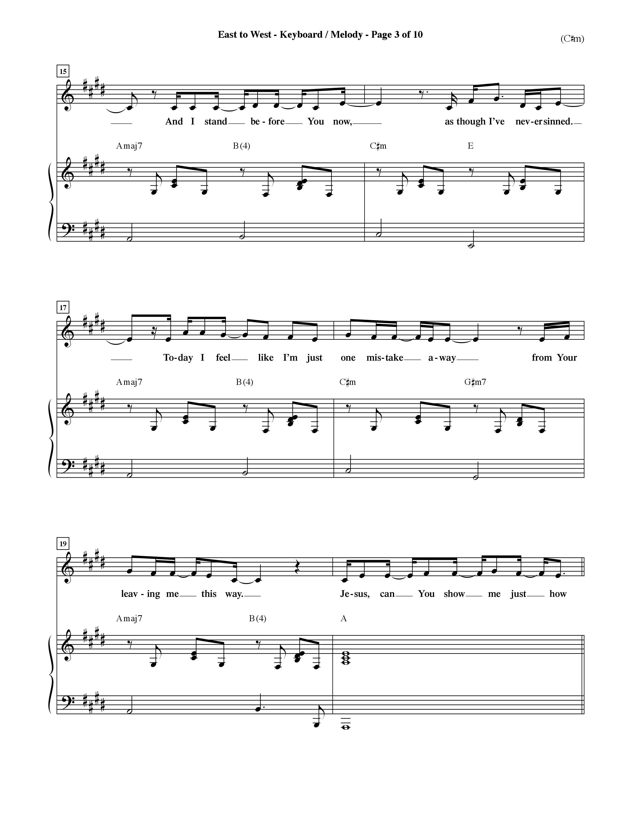 East To West (Choral Anthem SATB) Piano/Vocal (Melody) (Word Music Choral / Orch. Dave Williamson)