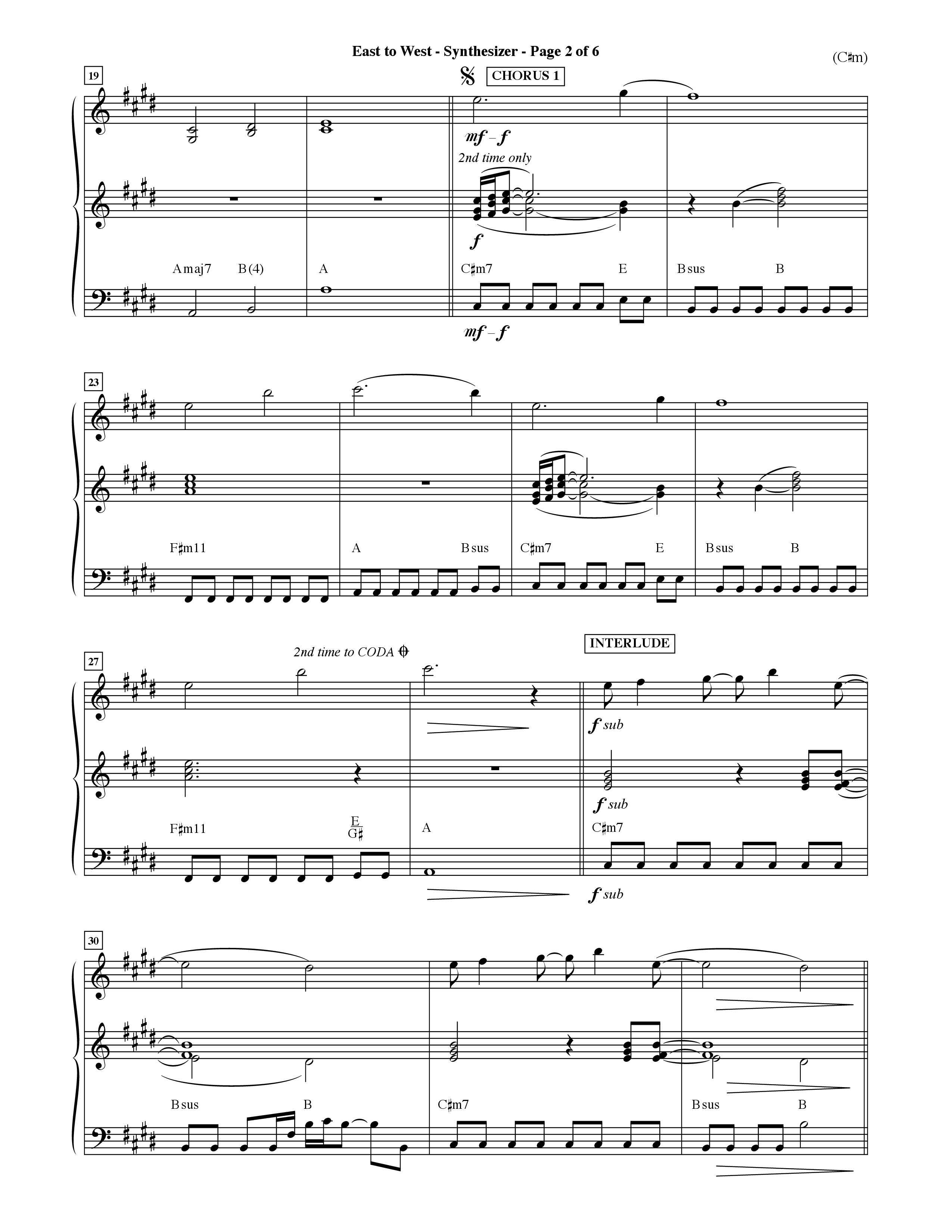 East To West (Choral Anthem SATB) Synth (Word Music Choral / Orch. Dave Williamson)