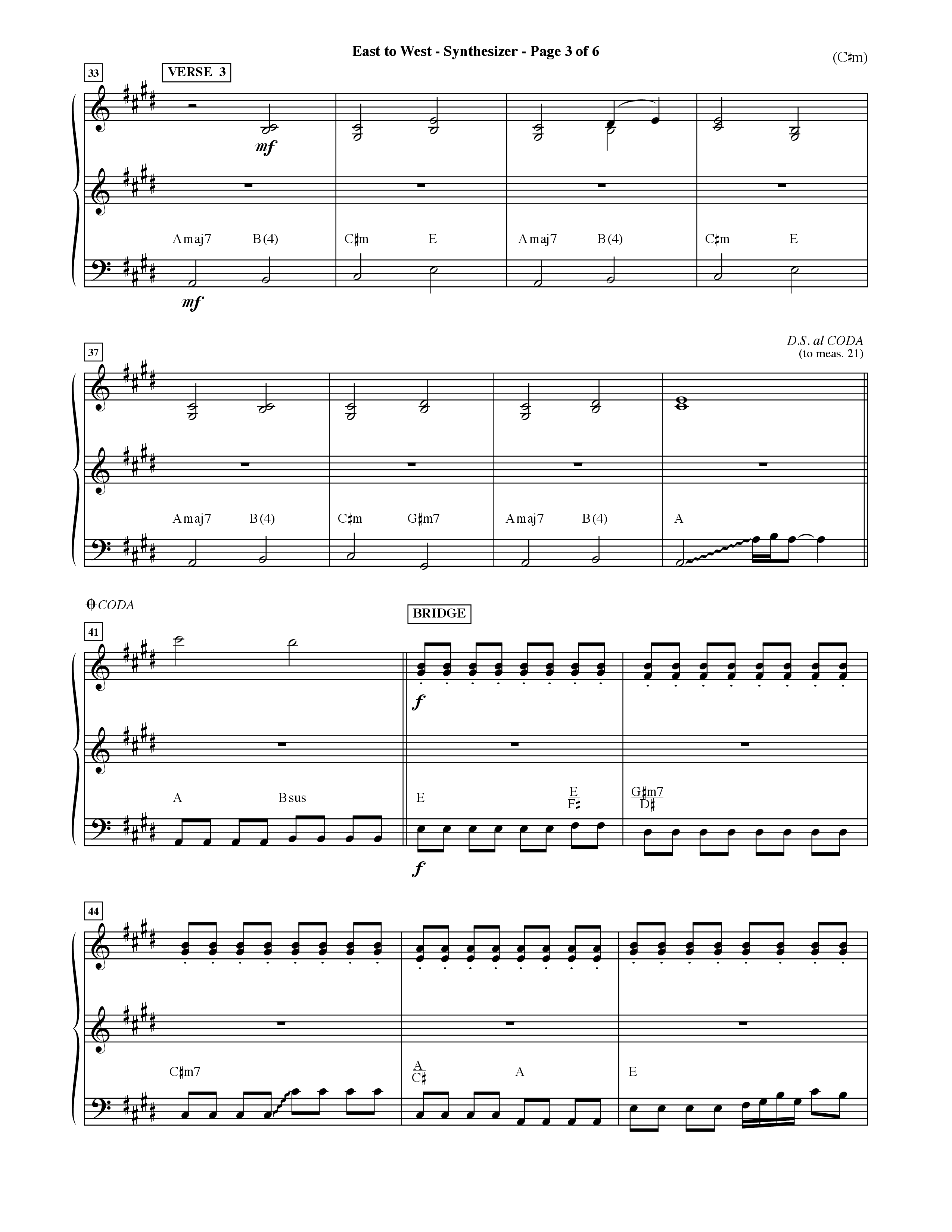 East To West (Choral Anthem SATB) Synth (Word Music Choral / Orch. Dave Williamson)