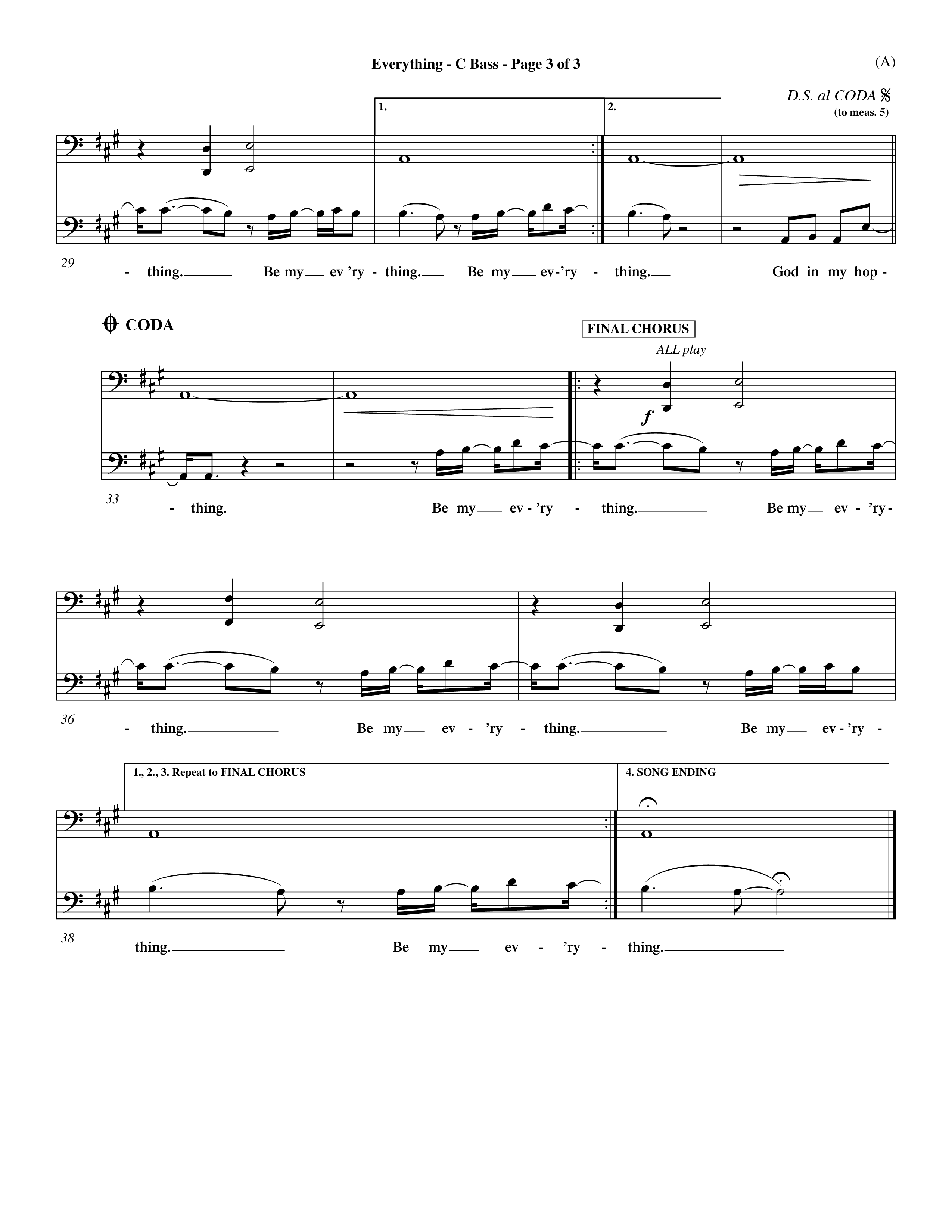 Everything (Choral Anthem SATB) Contrabass (Word Music Choral / Orch. Dave Williamson)
