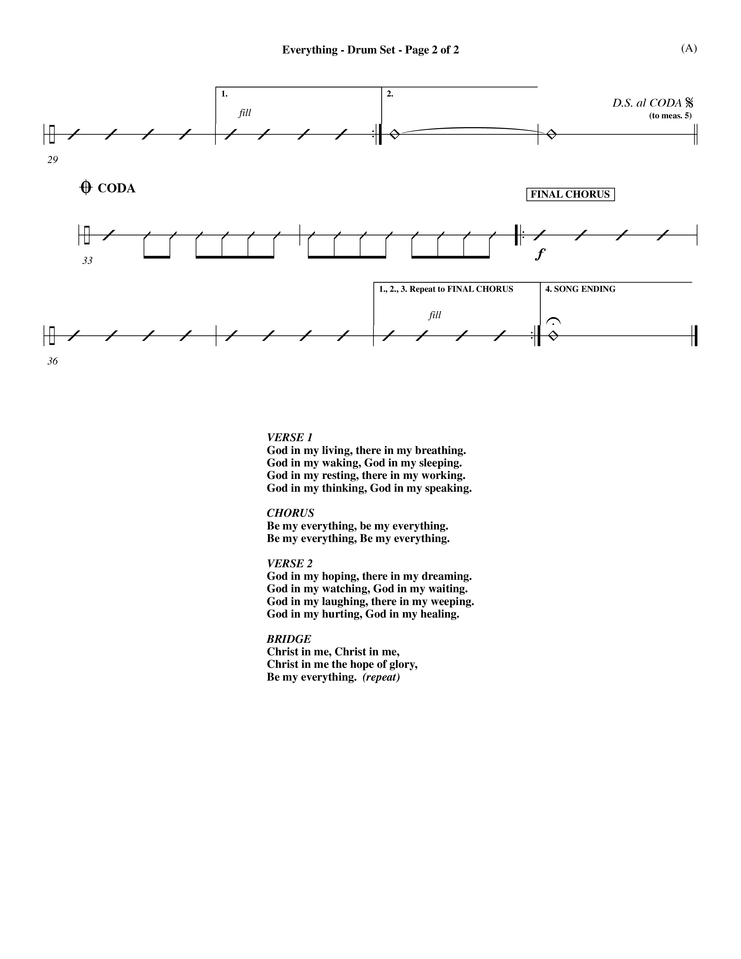Everything (Choral Anthem SATB) Drum Set (Word Music Choral / Orch. Dave Williamson)