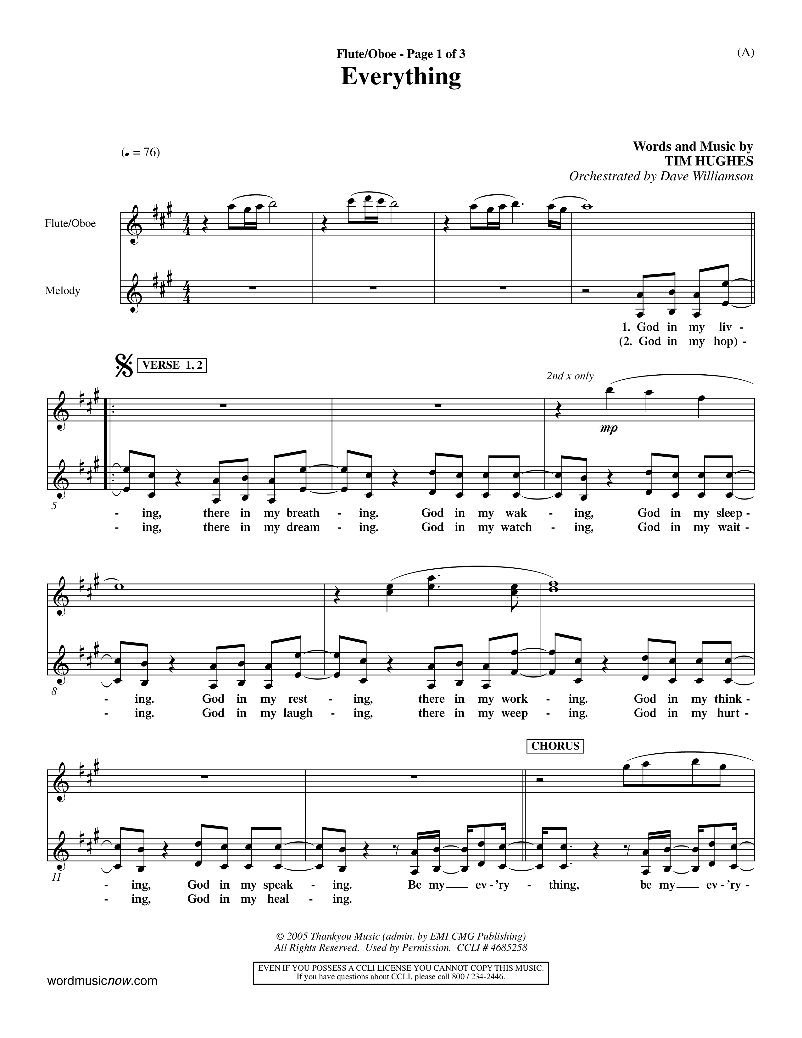 Everything (Choral Anthem SATB) Flute/Oboe (Word Music Choral / Orch. Dave Williamson)