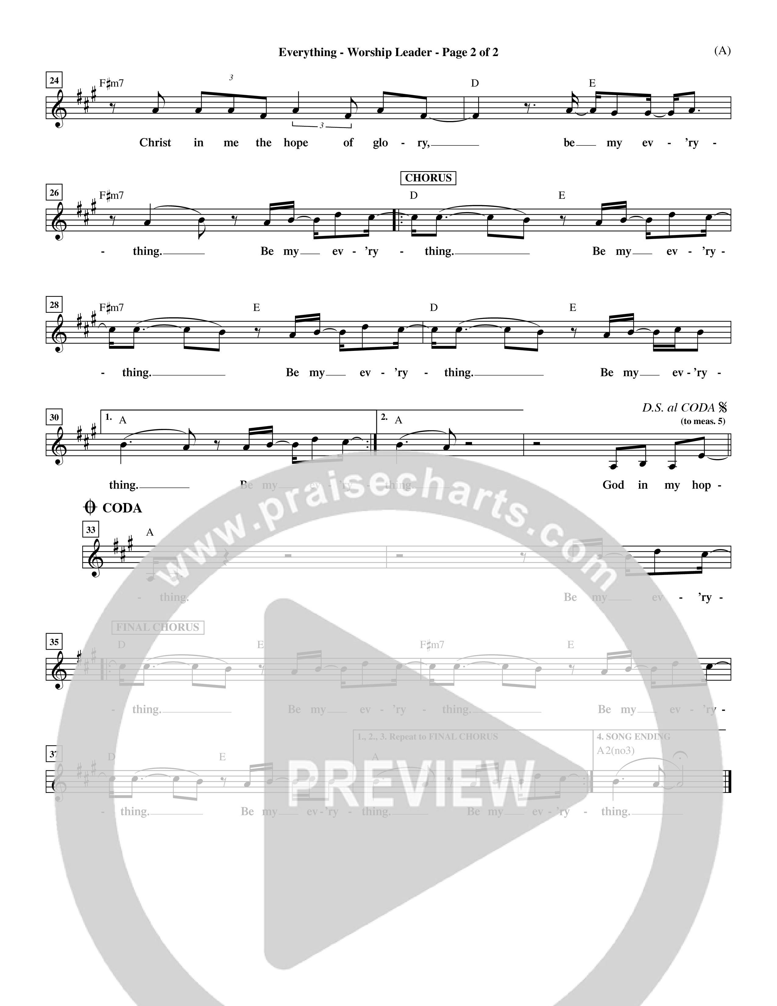 Everything (Choral Anthem SATB) Lead Sheet (Mel) (Word Music Choral / Orch. Dave Williamson)
