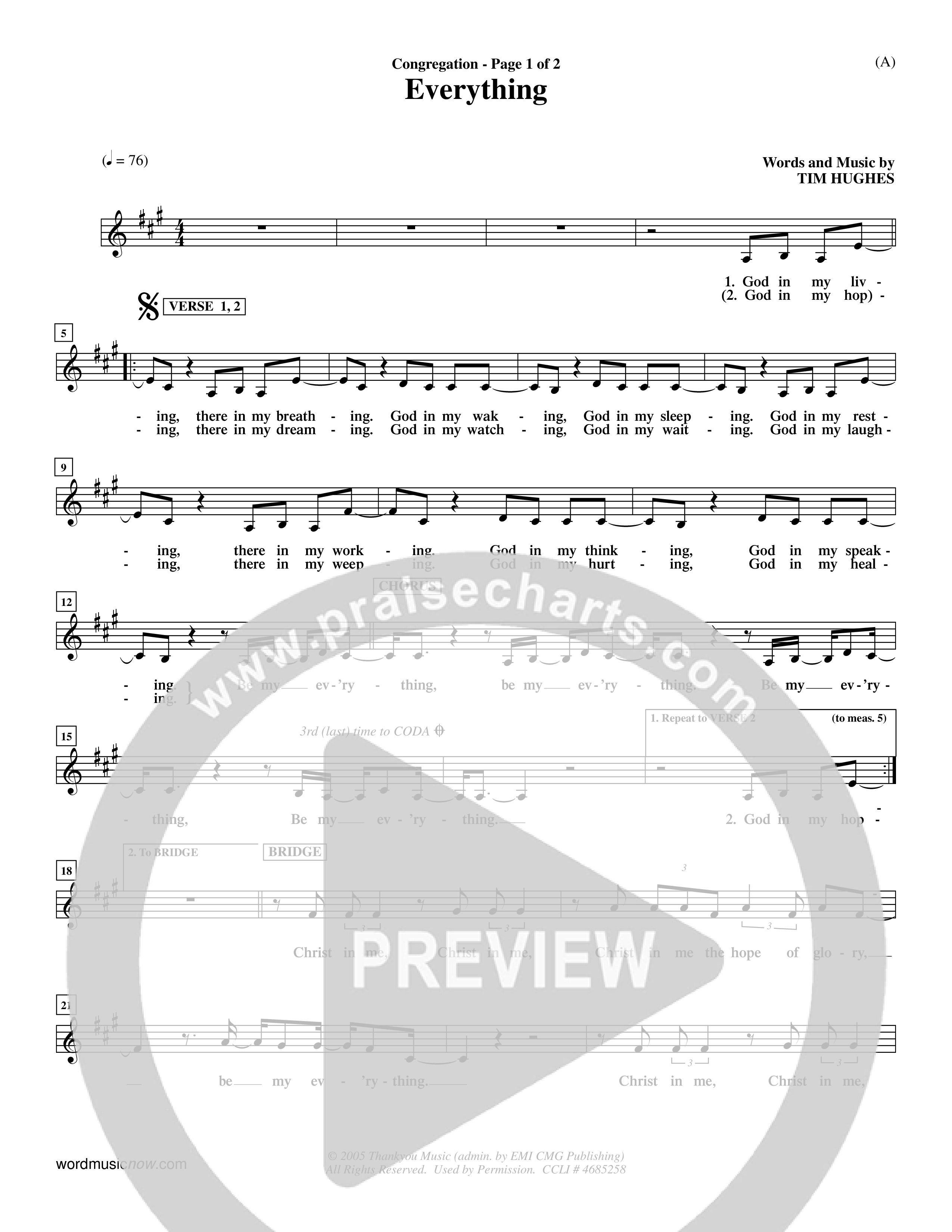 Everything (Choral Anthem SATB) Lead Sheet (Mel) (Word Music Choral / Orch. Dave Williamson)