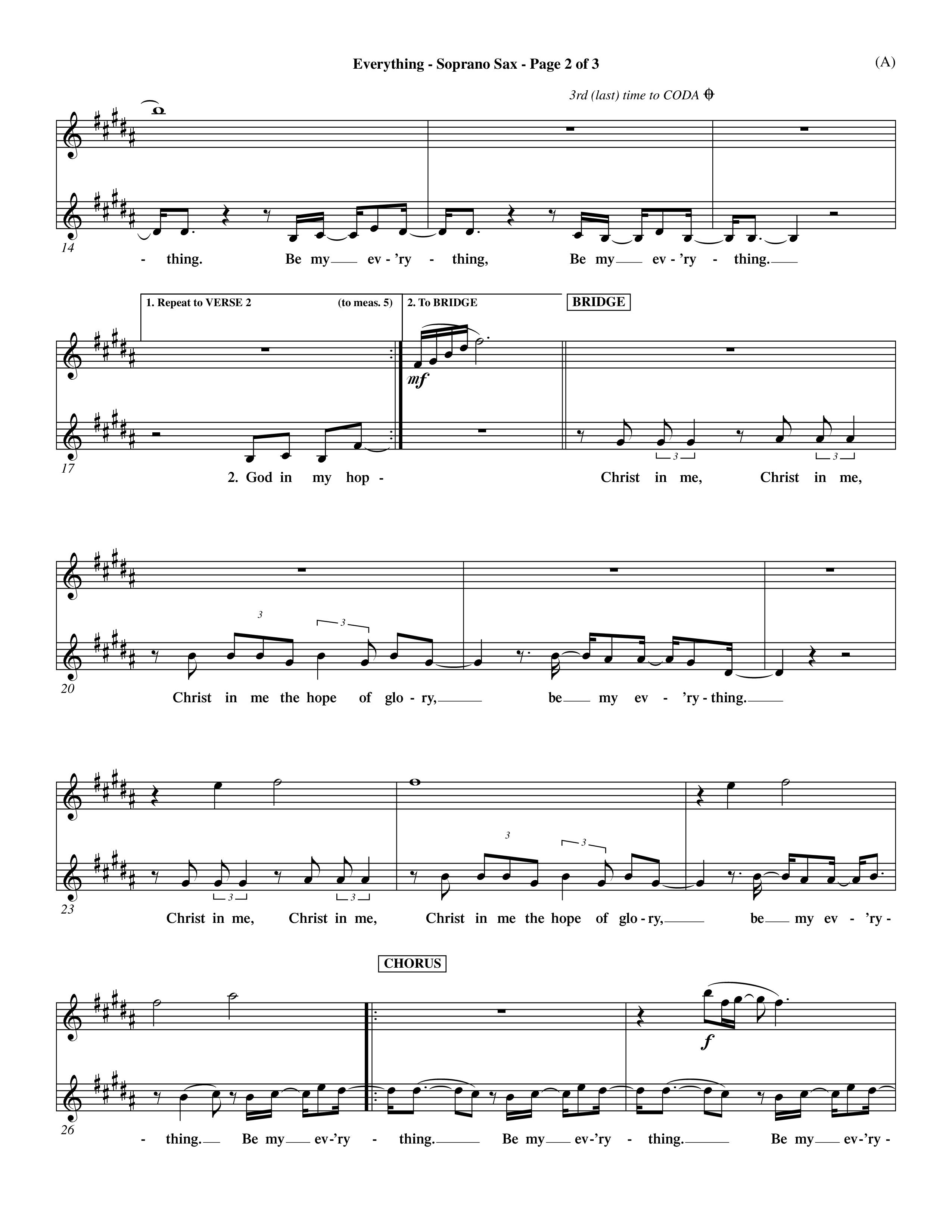 Everything (Choral Anthem SATB) Saxophone (Word Music Choral / Orch. Dave Williamson)