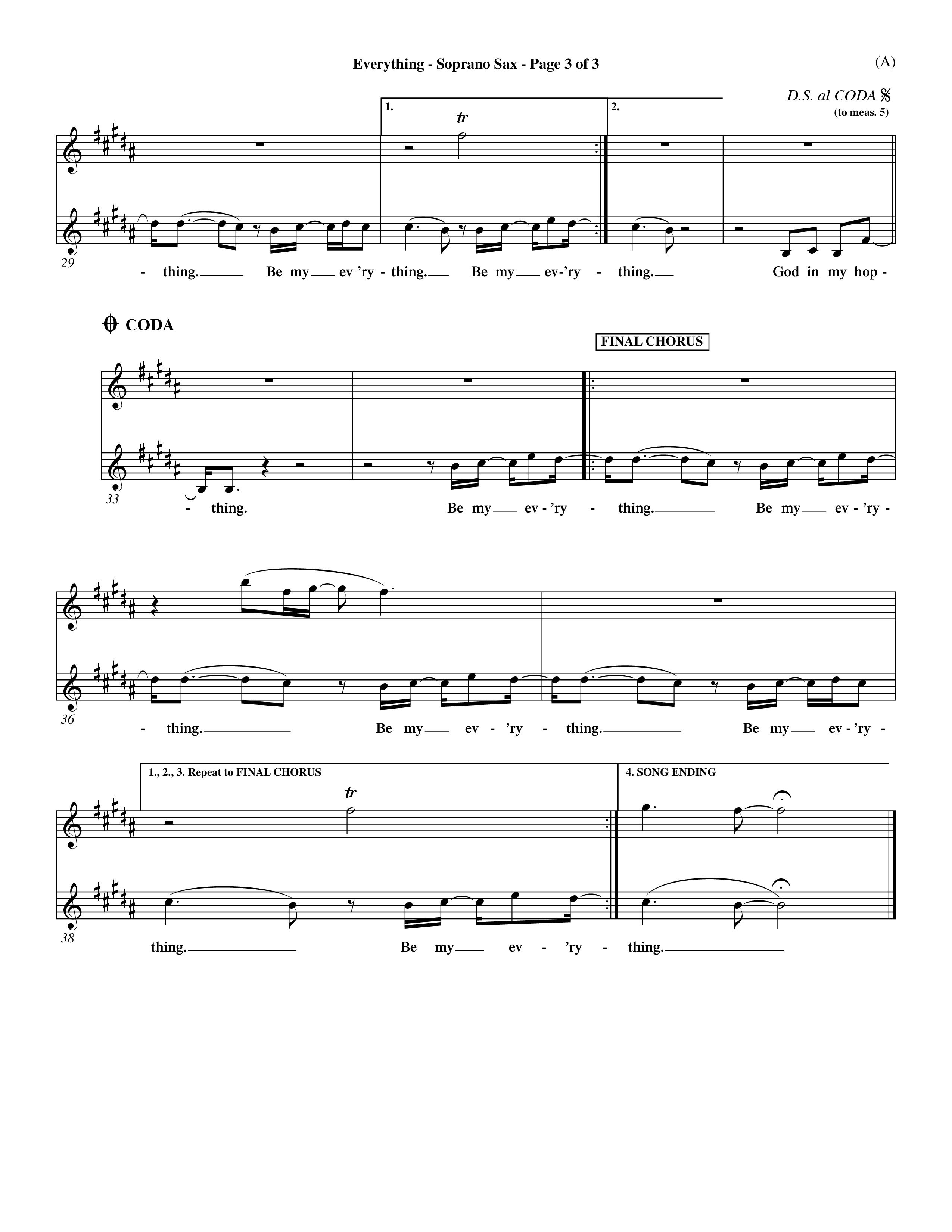 Everything (Choral Anthem SATB) Saxophone (Word Music Choral / Orch. Dave Williamson)