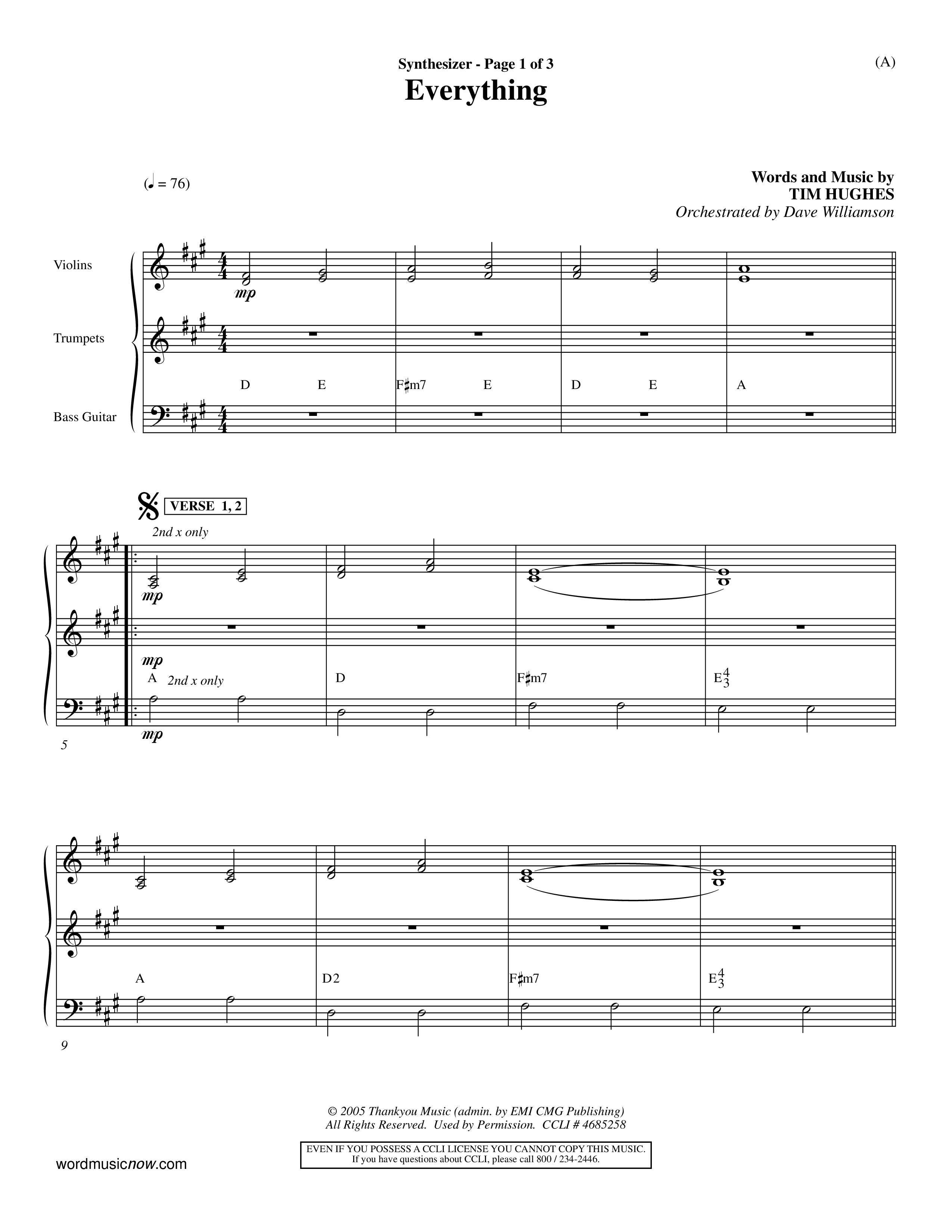 Everything (Choral Anthem SATB) Synth (Word Music Choral / Orch. Dave Williamson)