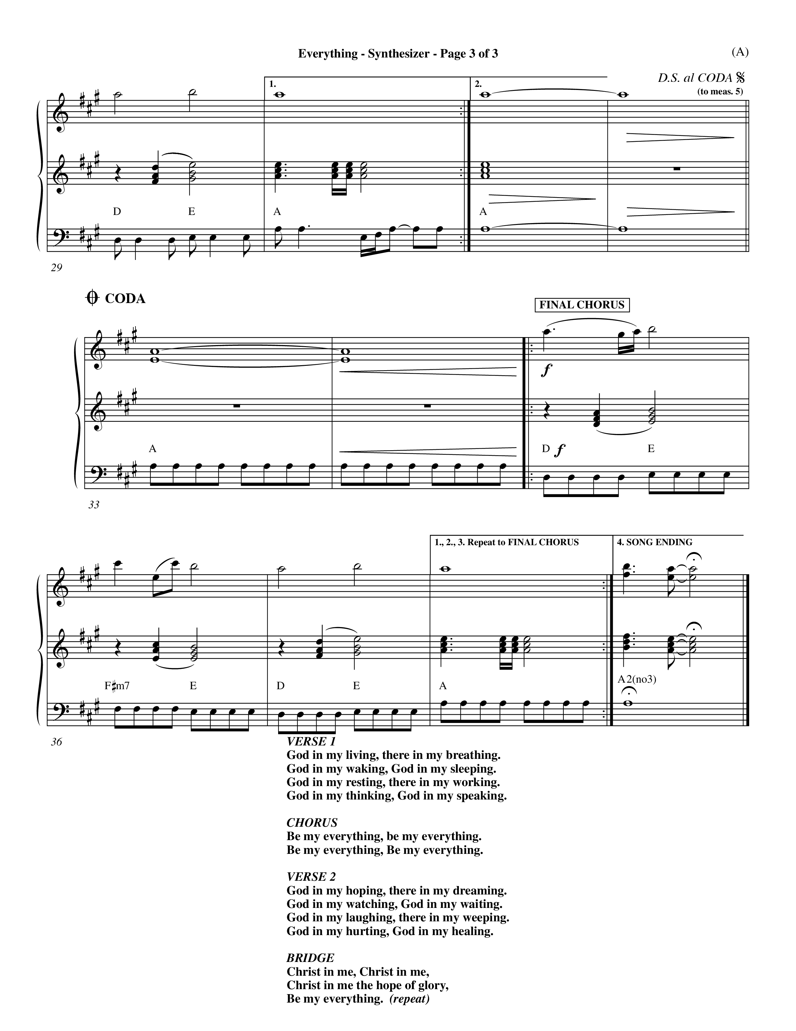 Everything (Choral Anthem SATB) Synth (Word Music Choral / Orch. Dave Williamson)