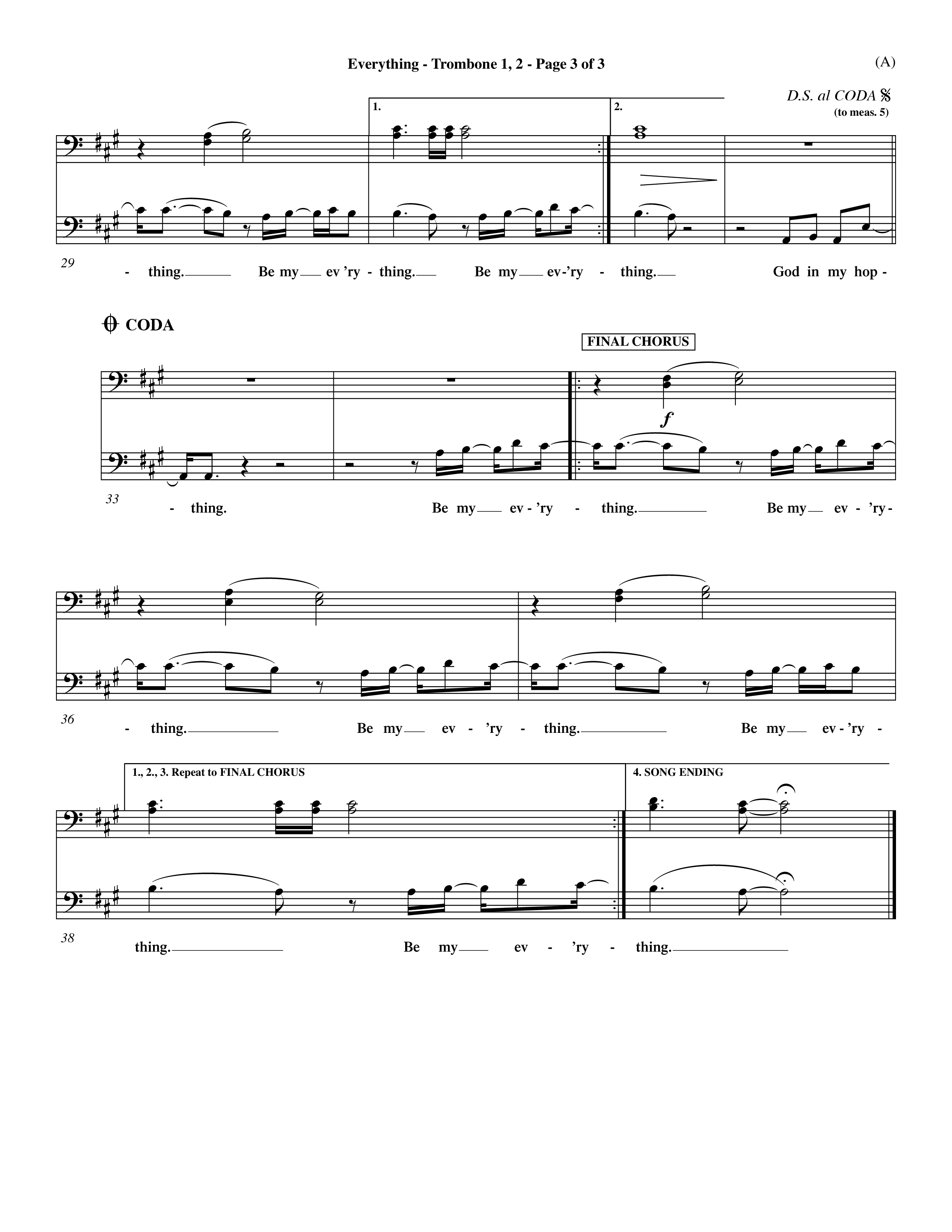 Everything (Choral Anthem SATB) Trombone 1/2 (Word Music Choral / Orch. Dave Williamson)