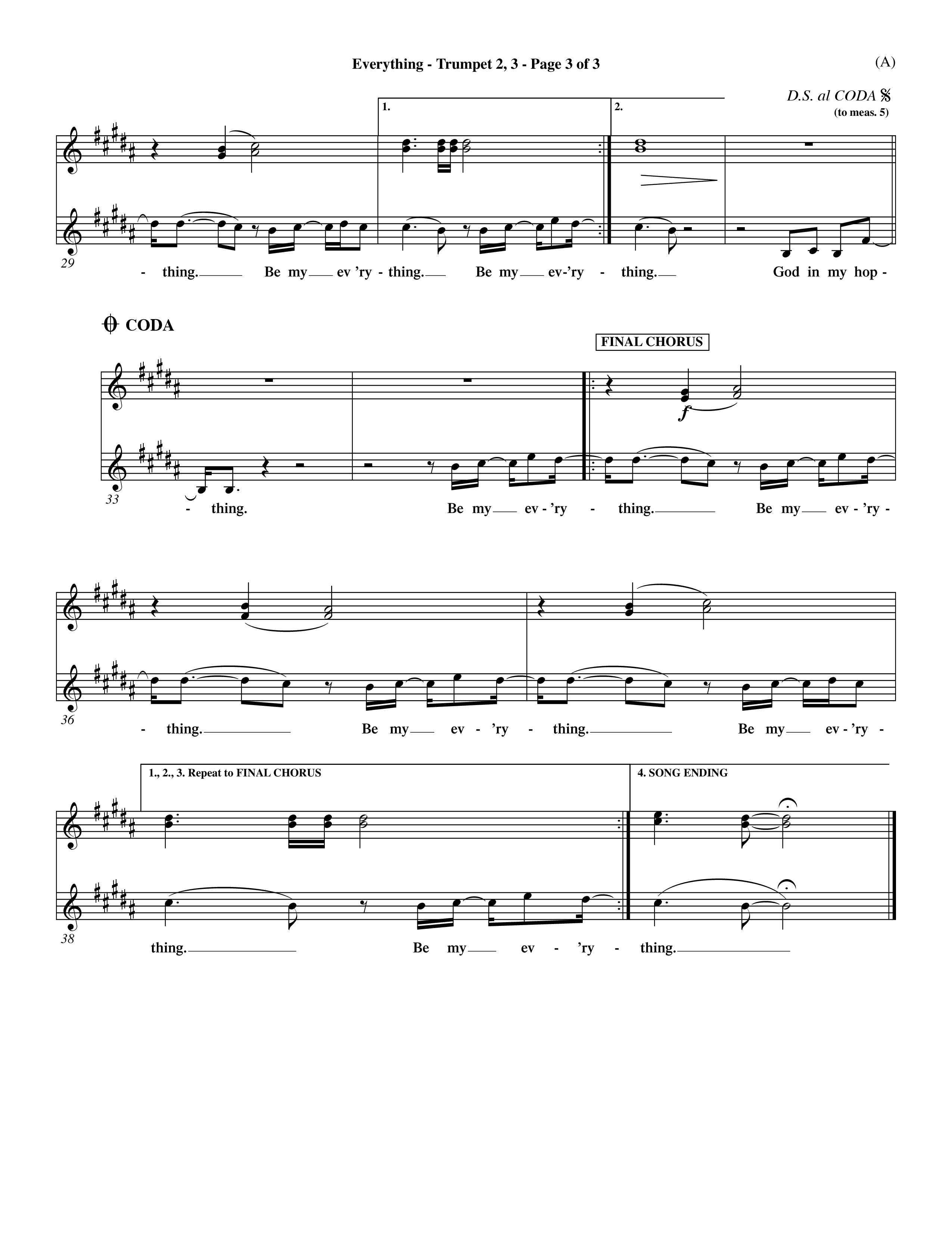 Everything (Choral Anthem SATB) Trumpet 2/3 (Word Music Choral / Orch. Dave Williamson)