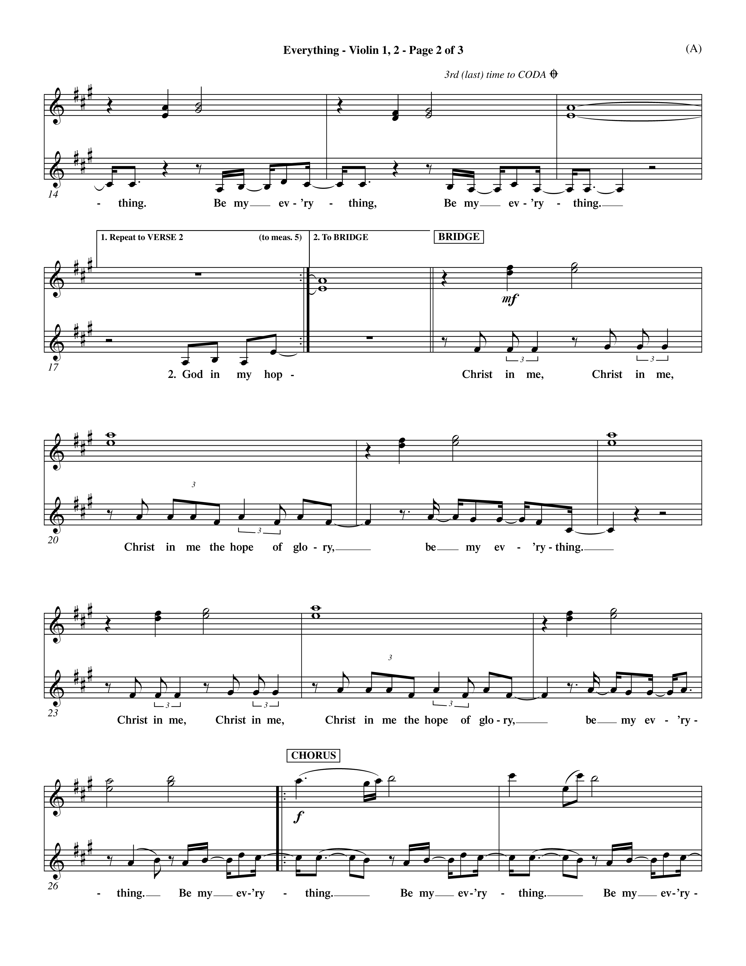 Everything (Choral Anthem SATB) Violin 1/2 (Word Music Choral / Orch. Dave Williamson)