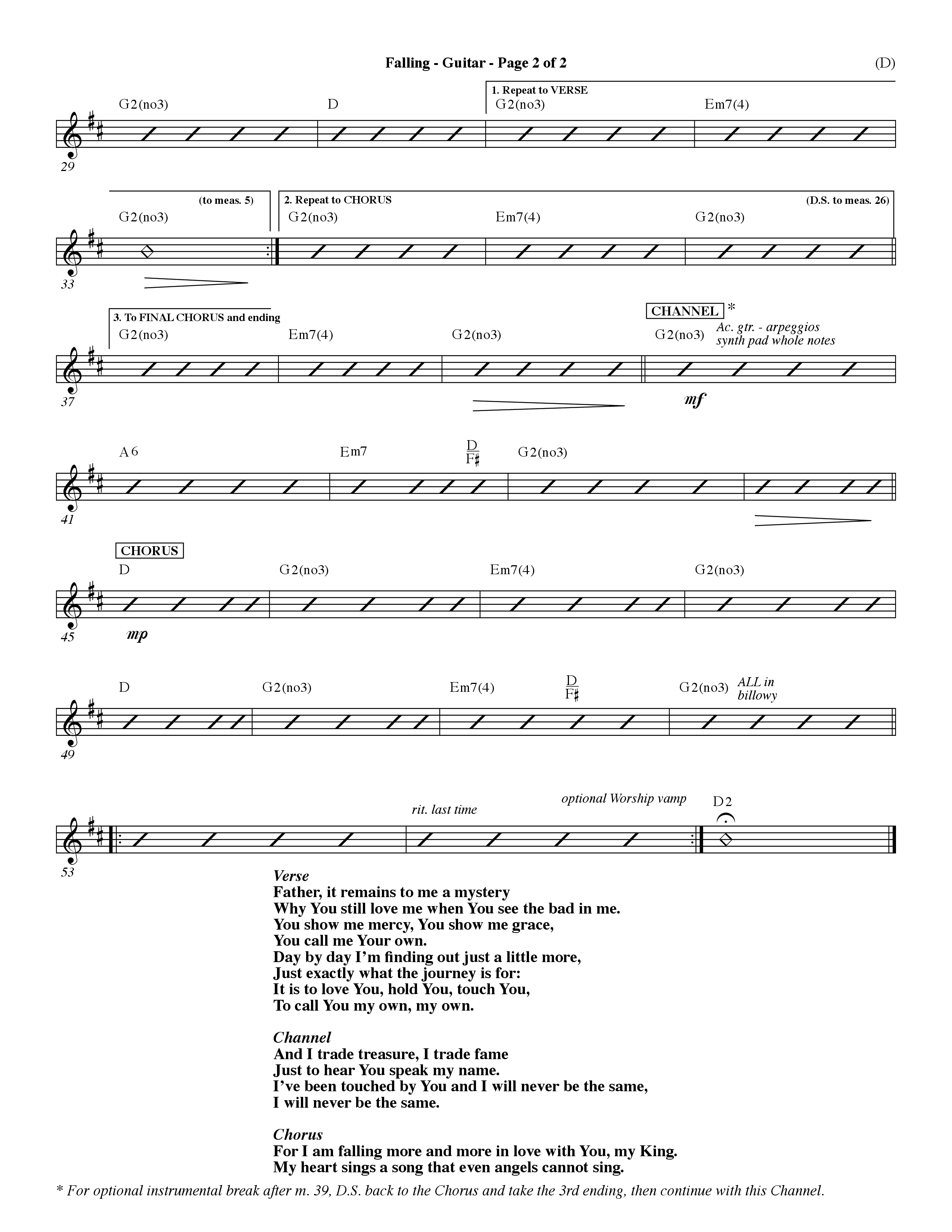 Falling (Choral Anthem SATB) Acoustic Guitar (Word Music Choral / Orch. Dave Williamson)