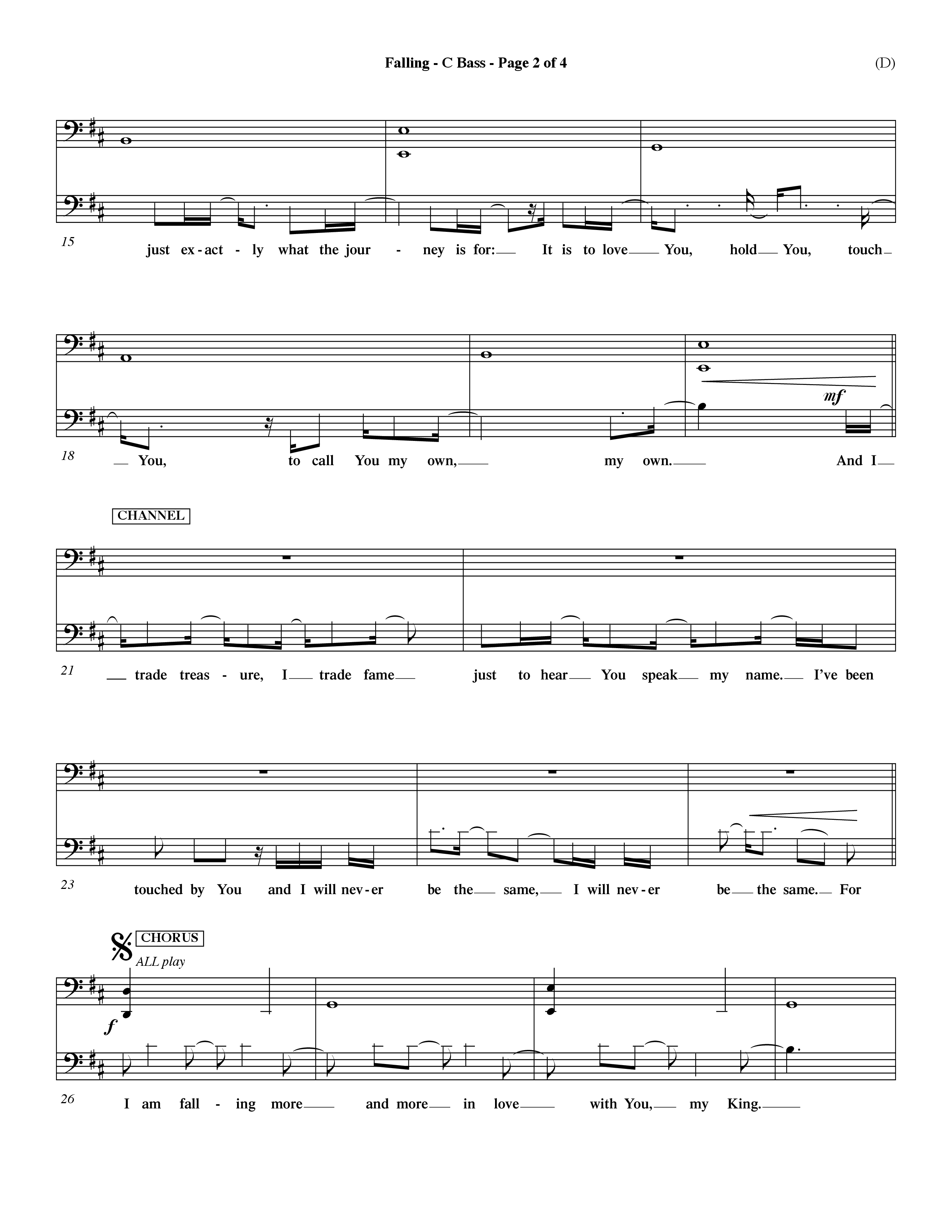 Falling (Choral Anthem SATB) Contrabass (Word Music Choral / Orch. Dave Williamson)