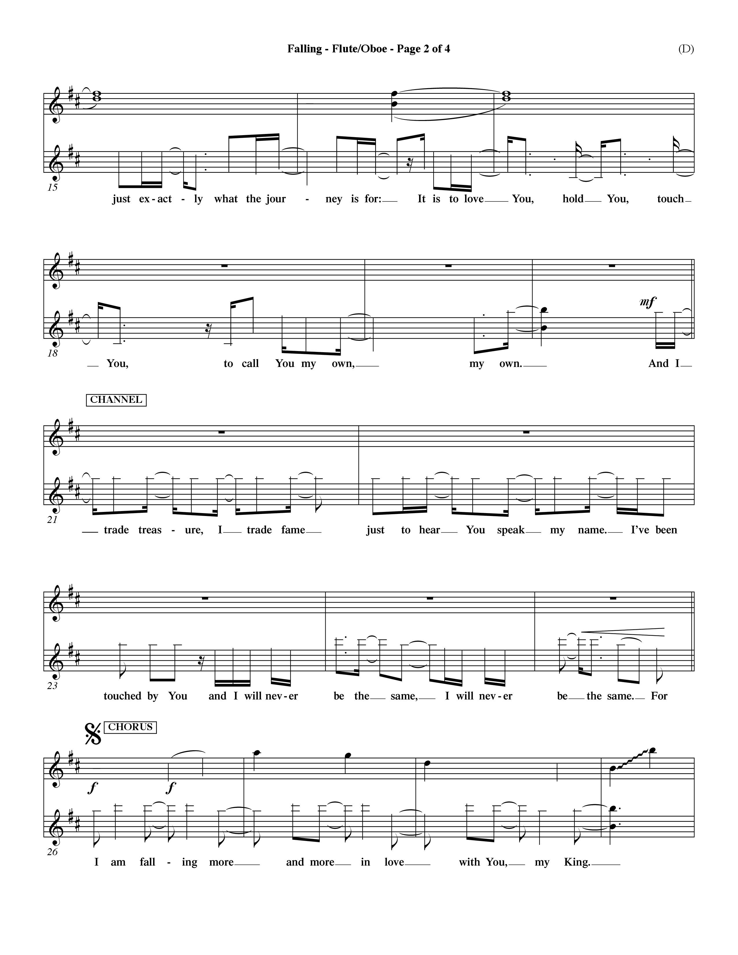 Falling (Choral Anthem SATB) Flute/Oboe (Word Music Choral / Orch. Dave Williamson)