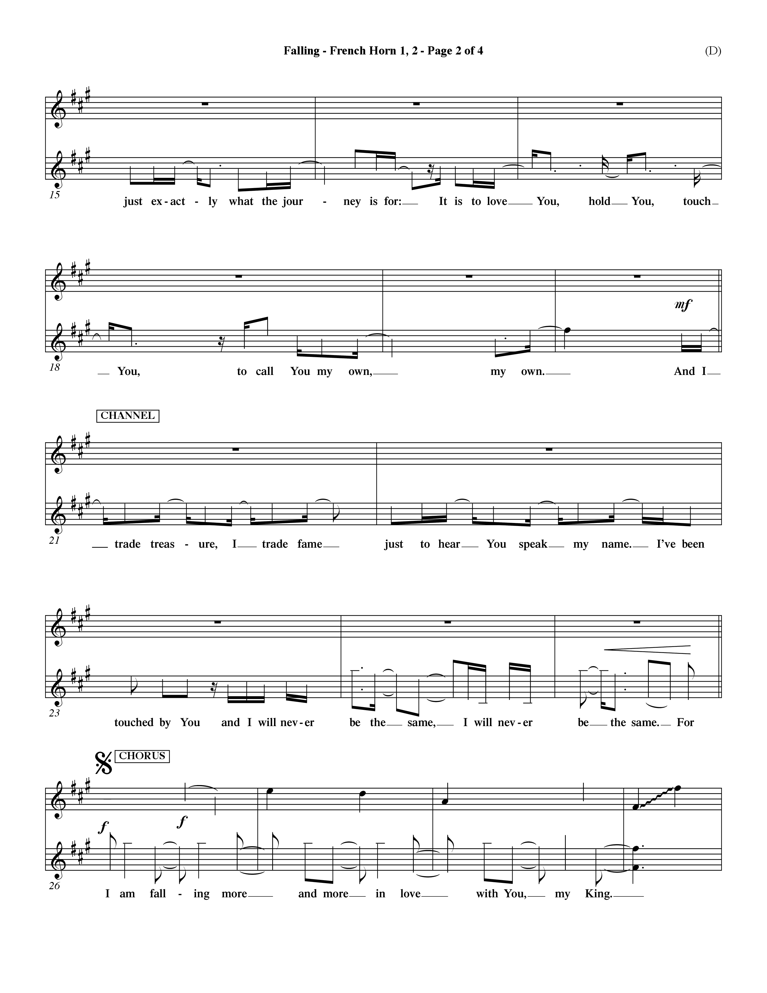 Falling (Choral Anthem SATB) French Horn (Word Music Choral / Orch. Dave Williamson)