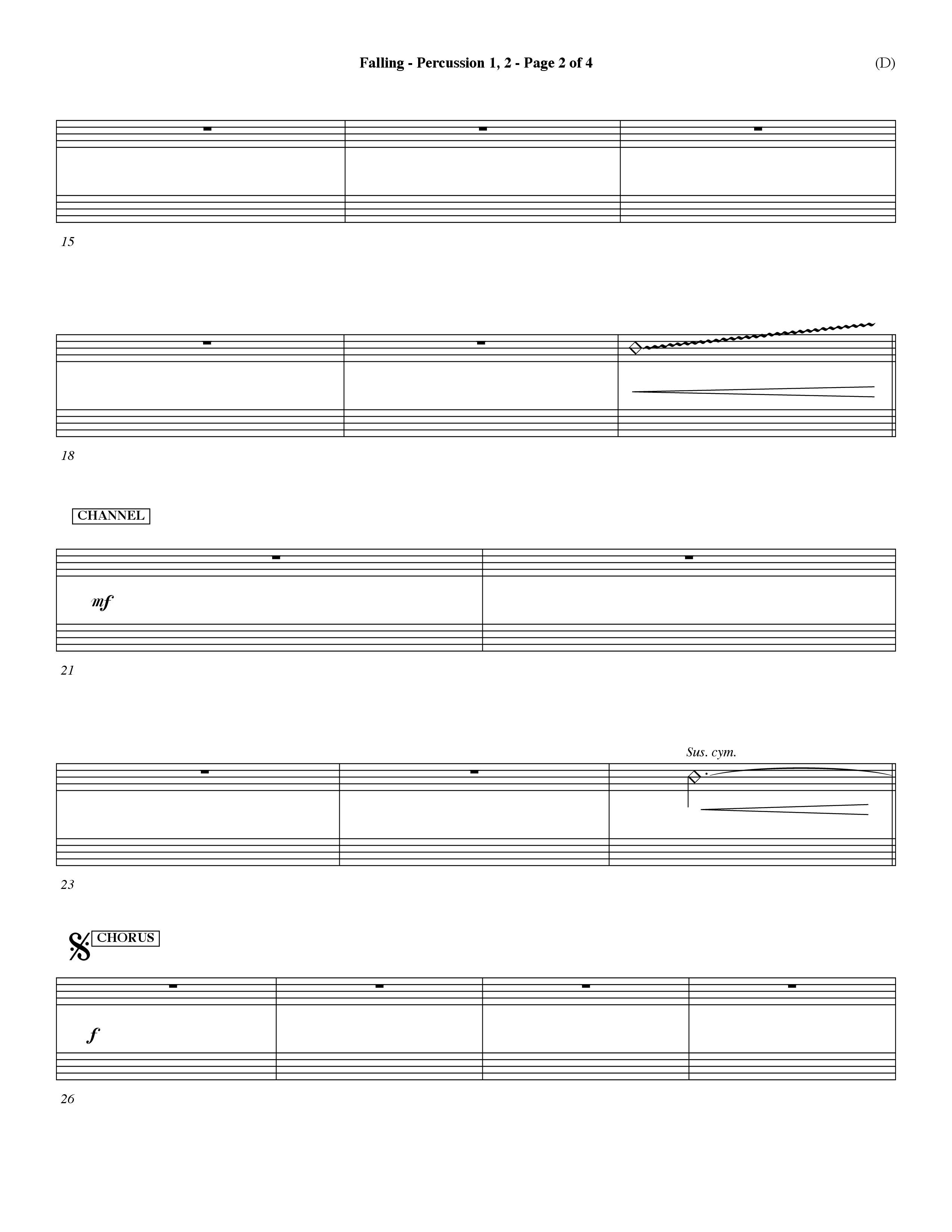 Falling (Choral Anthem SATB) Percussion 1/2 (Word Music Choral / Orch. Dave Williamson)