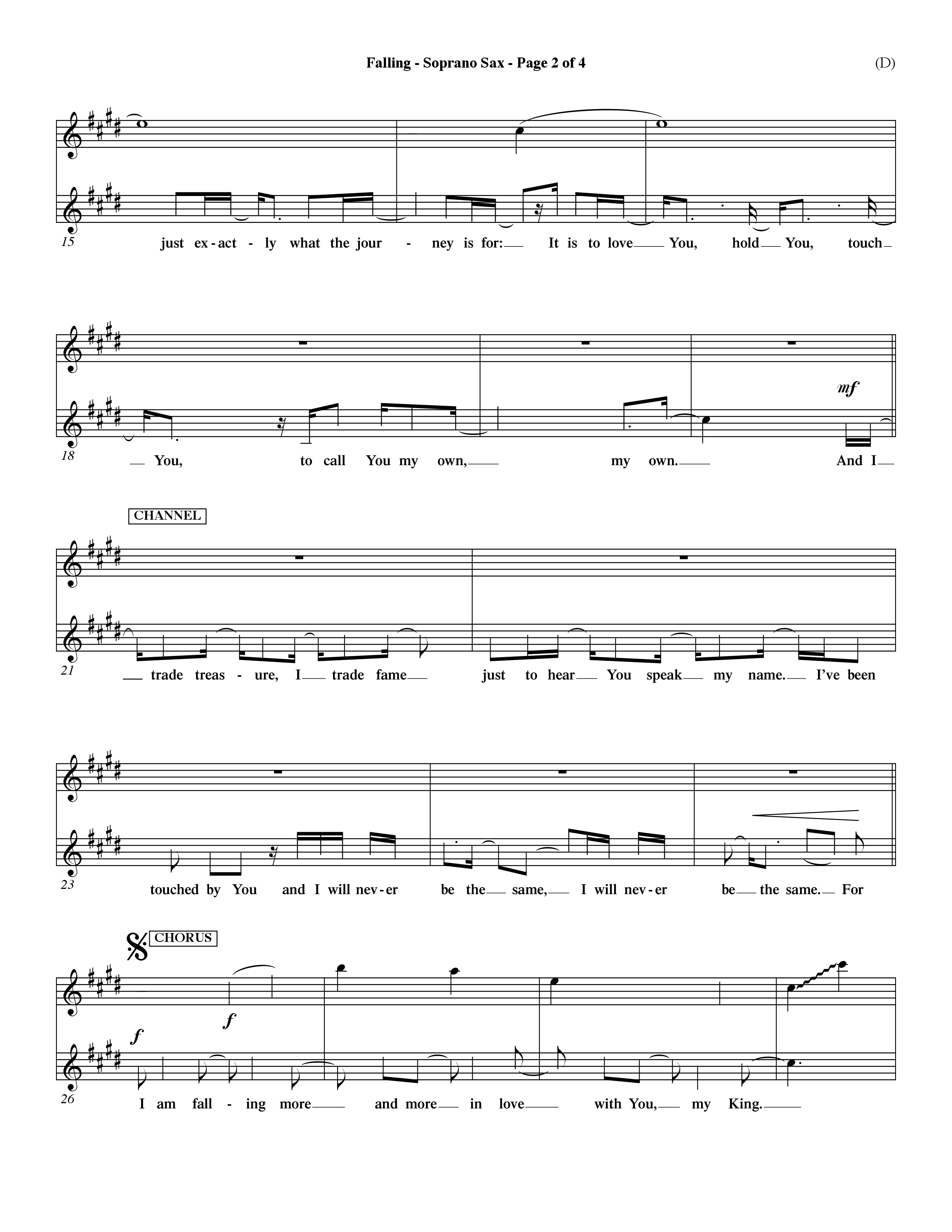 Falling (Choral Anthem SATB) Saxophone (Word Music Choral / Orch. Dave Williamson)