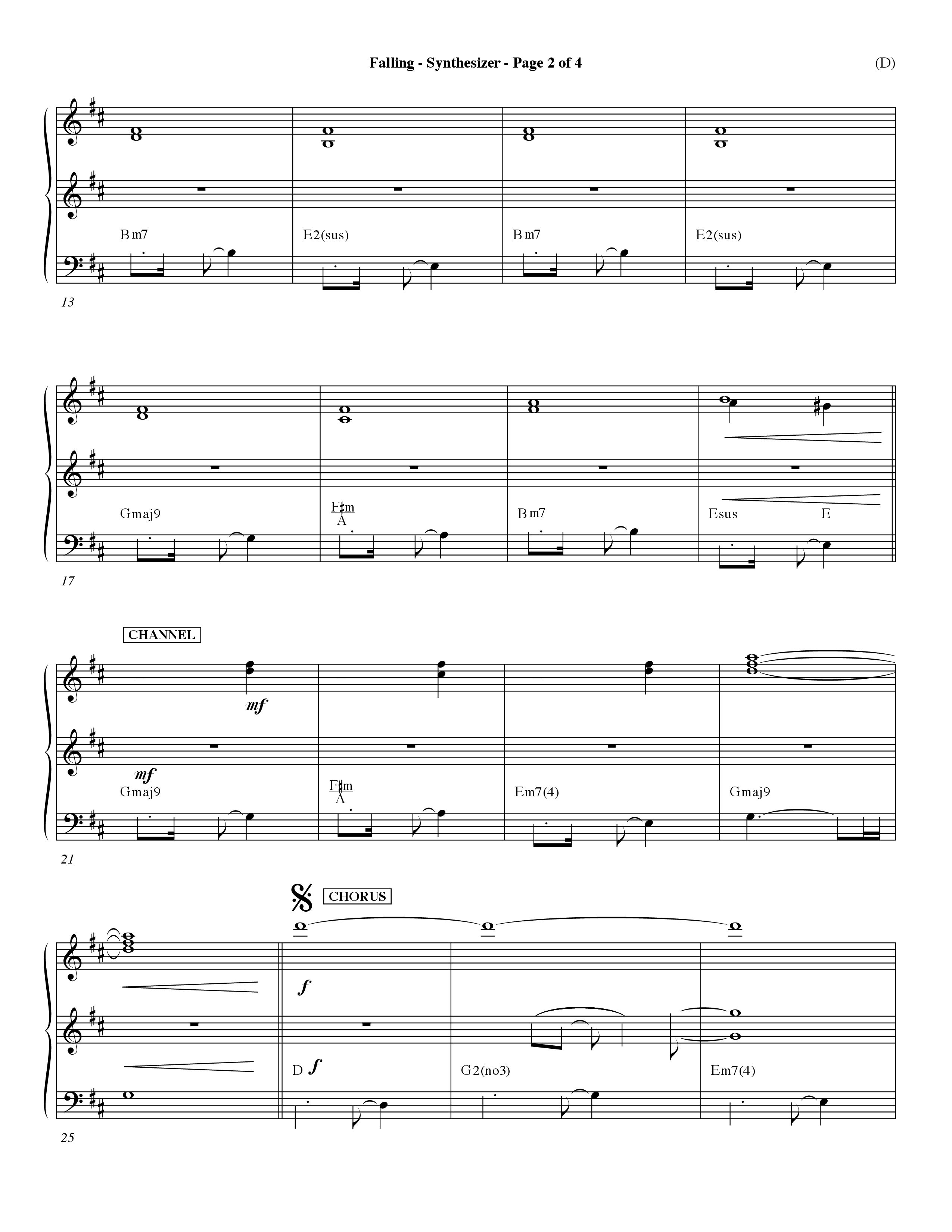 Falling (Choral Anthem SATB) Synth (Word Music Choral / Orch. Dave Williamson)