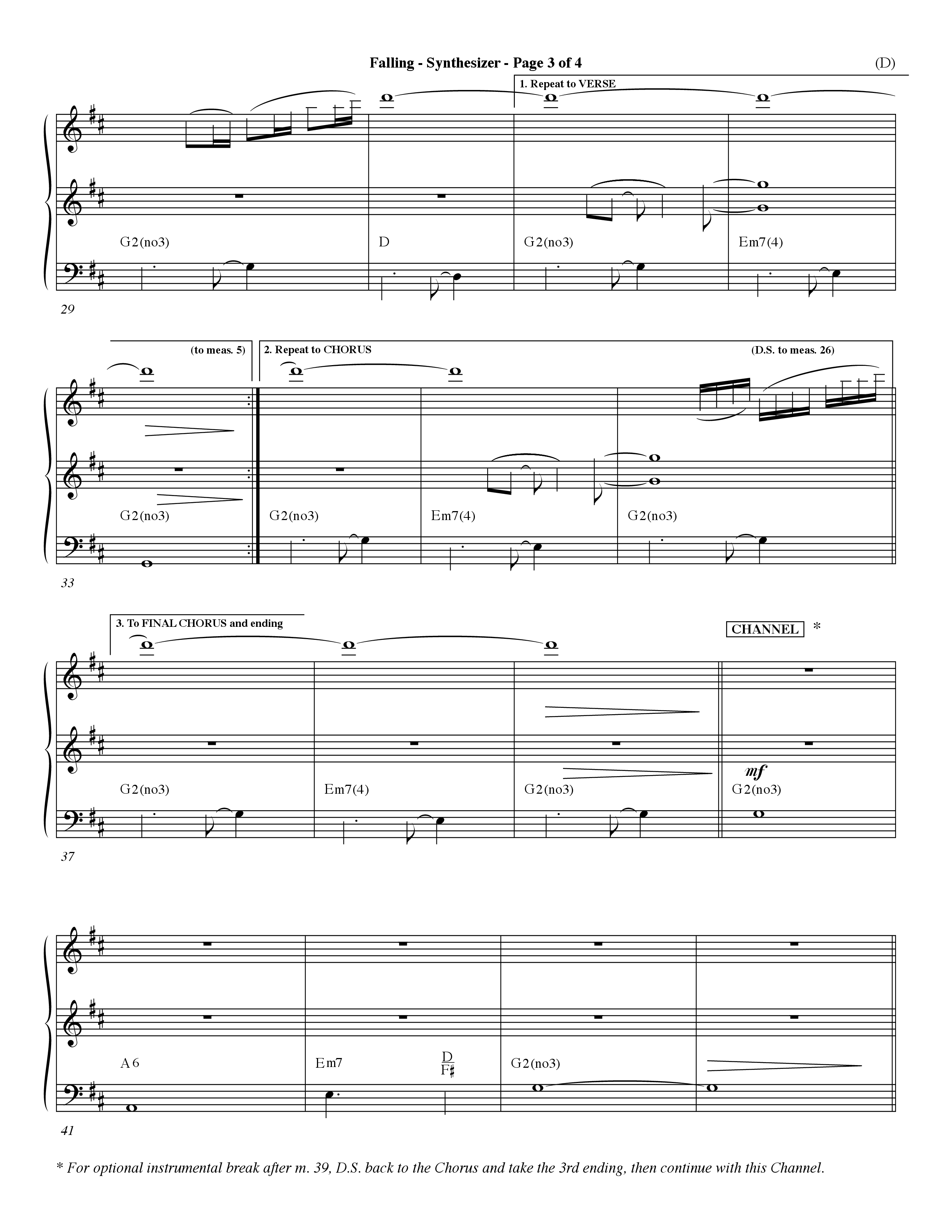 Falling (Choral Anthem SATB) Synth (Word Music Choral / Orch. Dave Williamson)