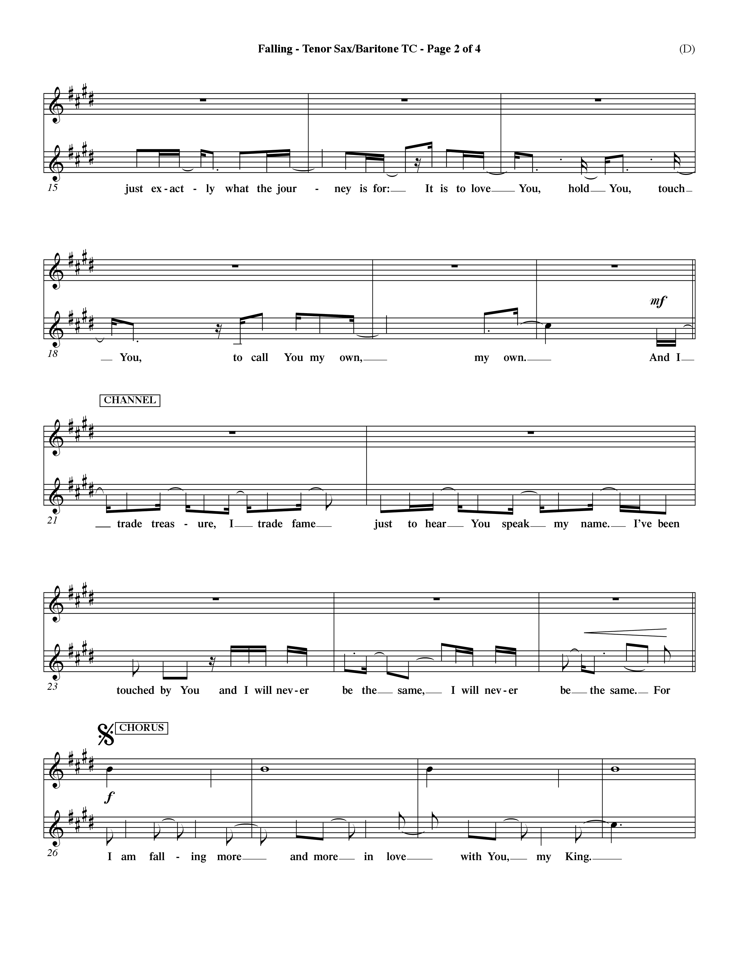 Falling (Choral Anthem SATB) Tenor Sax/Baritone T.C. (Word Music Choral / Orch. Dave Williamson)