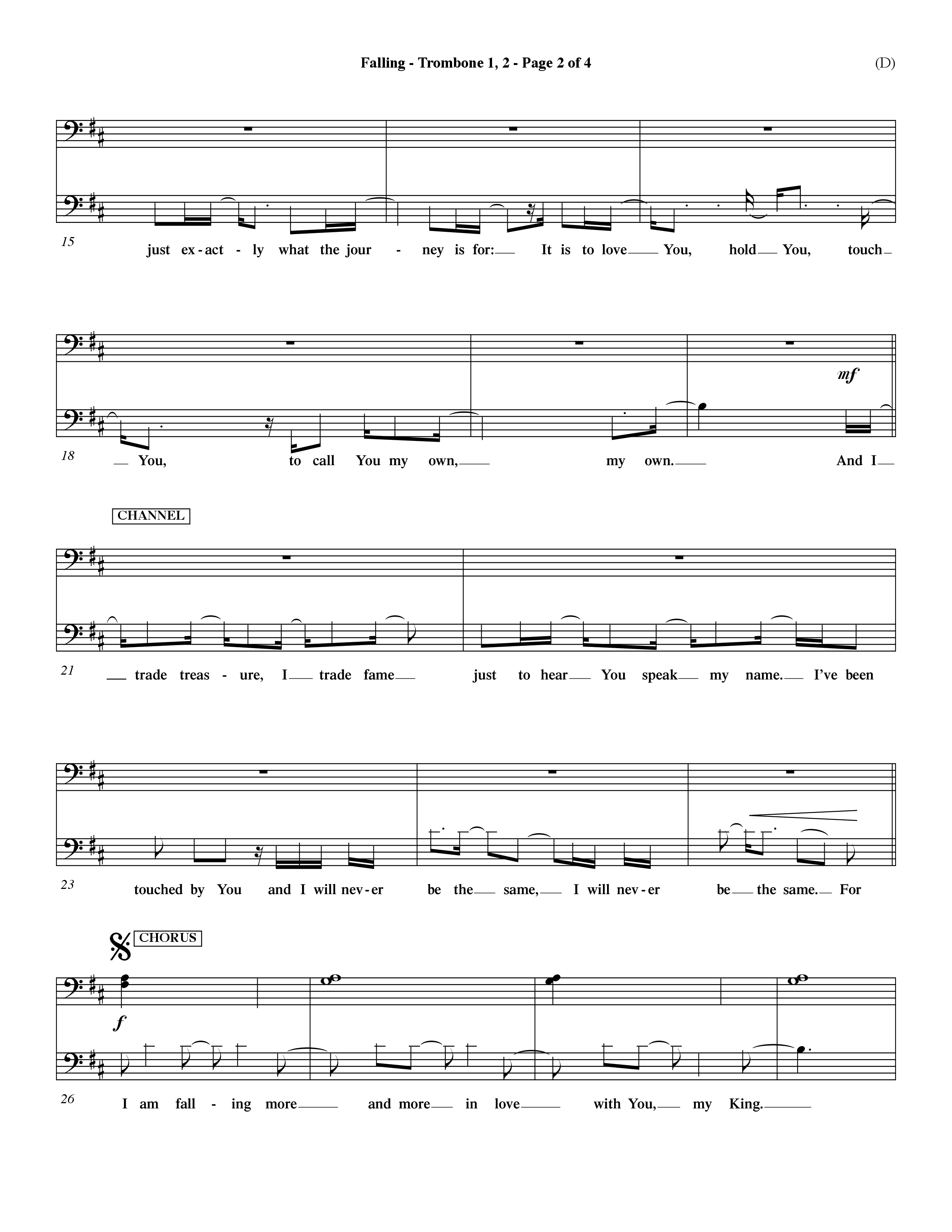 Falling (Choral Anthem SATB) Trombone 1/2 (Word Music Choral / Orch. Dave Williamson)