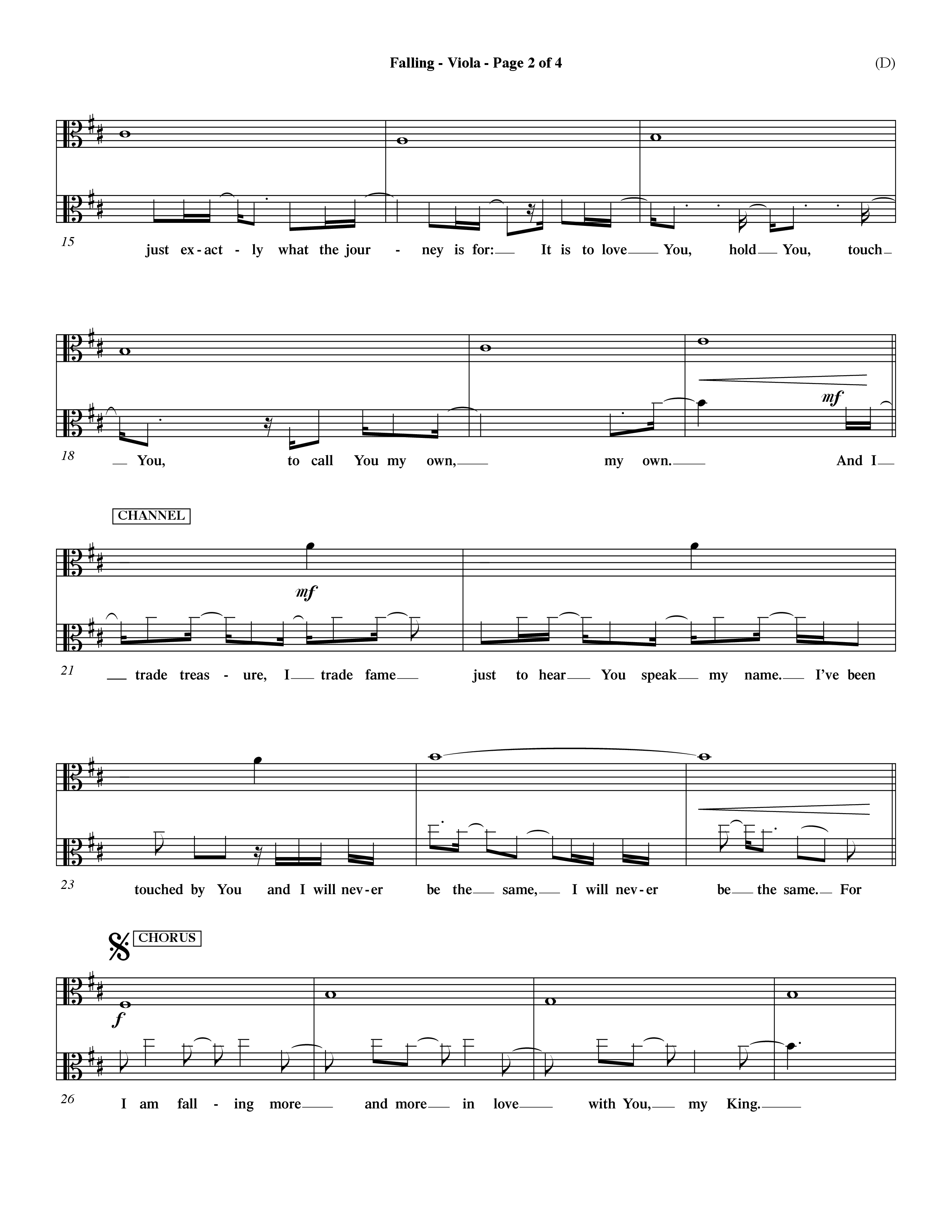 Falling (Choral Anthem SATB) Viola (Word Music Choral / Orch. Dave Williamson)