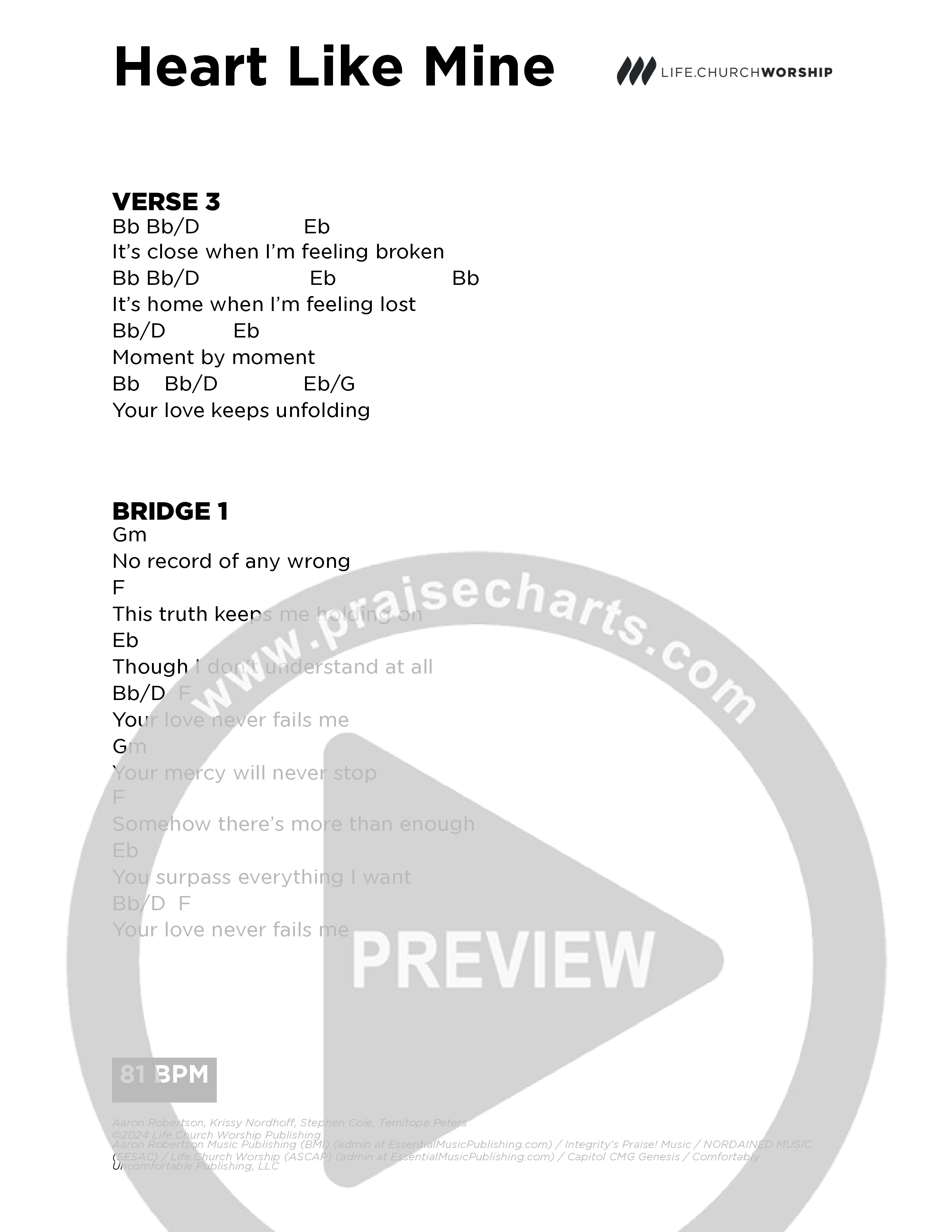 Heart Like Mine Chord Chart (Life.Church Worship)