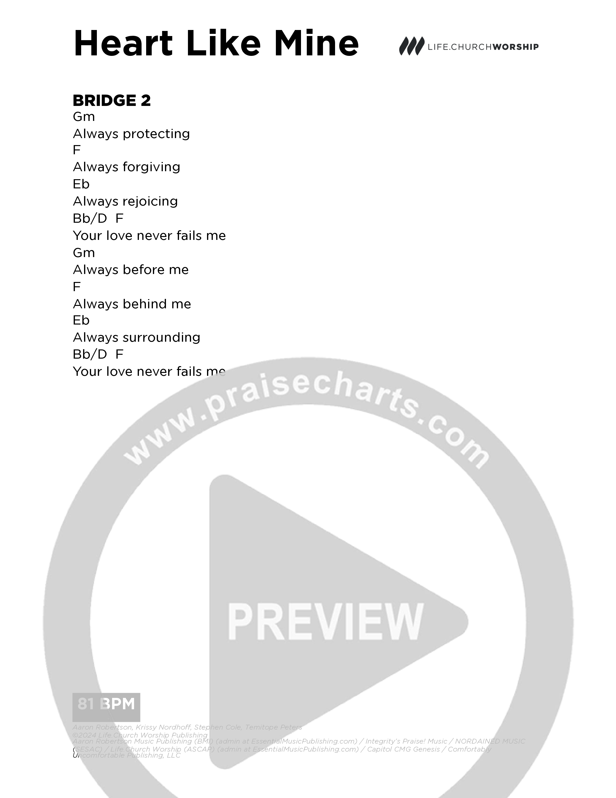 Heart Like Mine Chord Chart (Life.Church Worship)