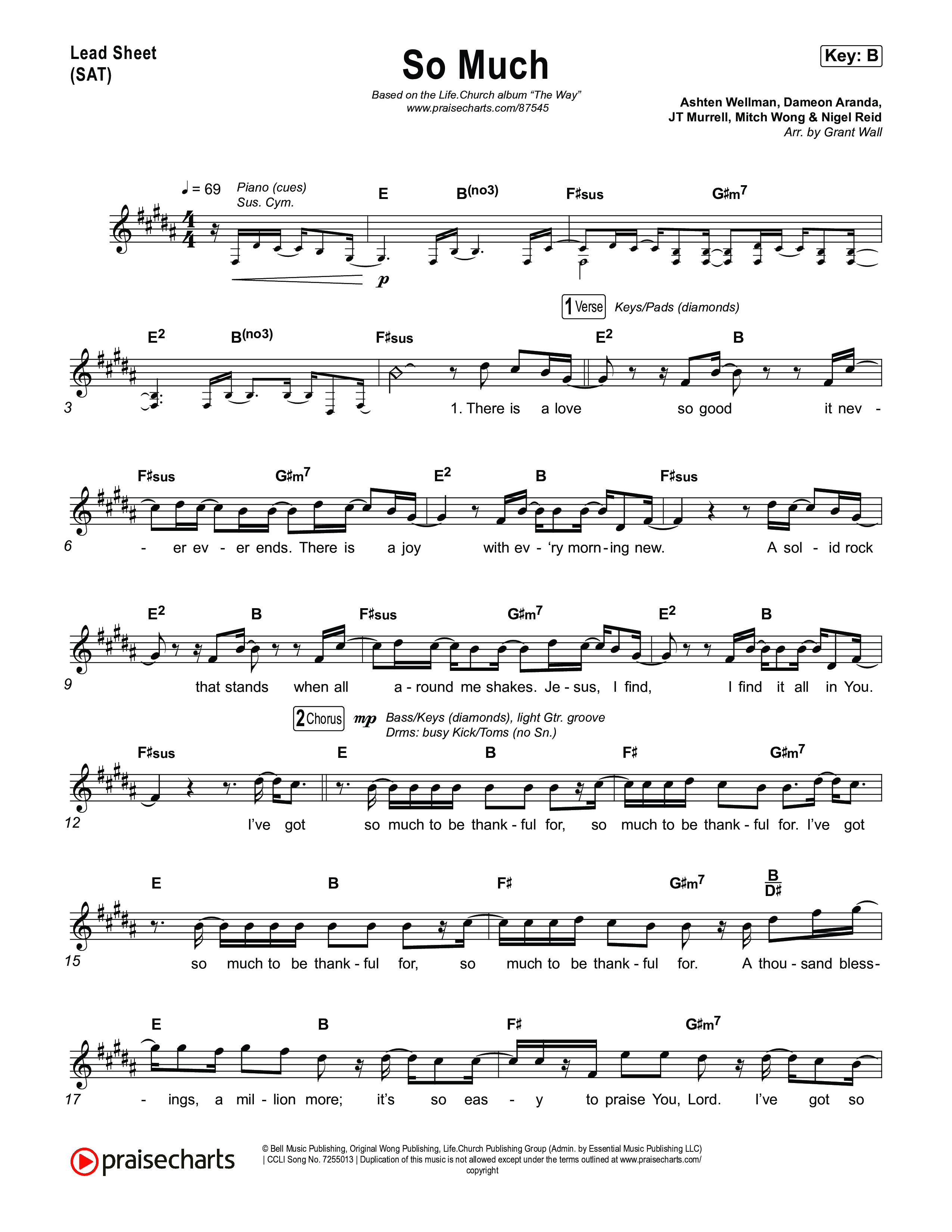 So Much Lead Sheet (SAT) (Life.Church Worship)