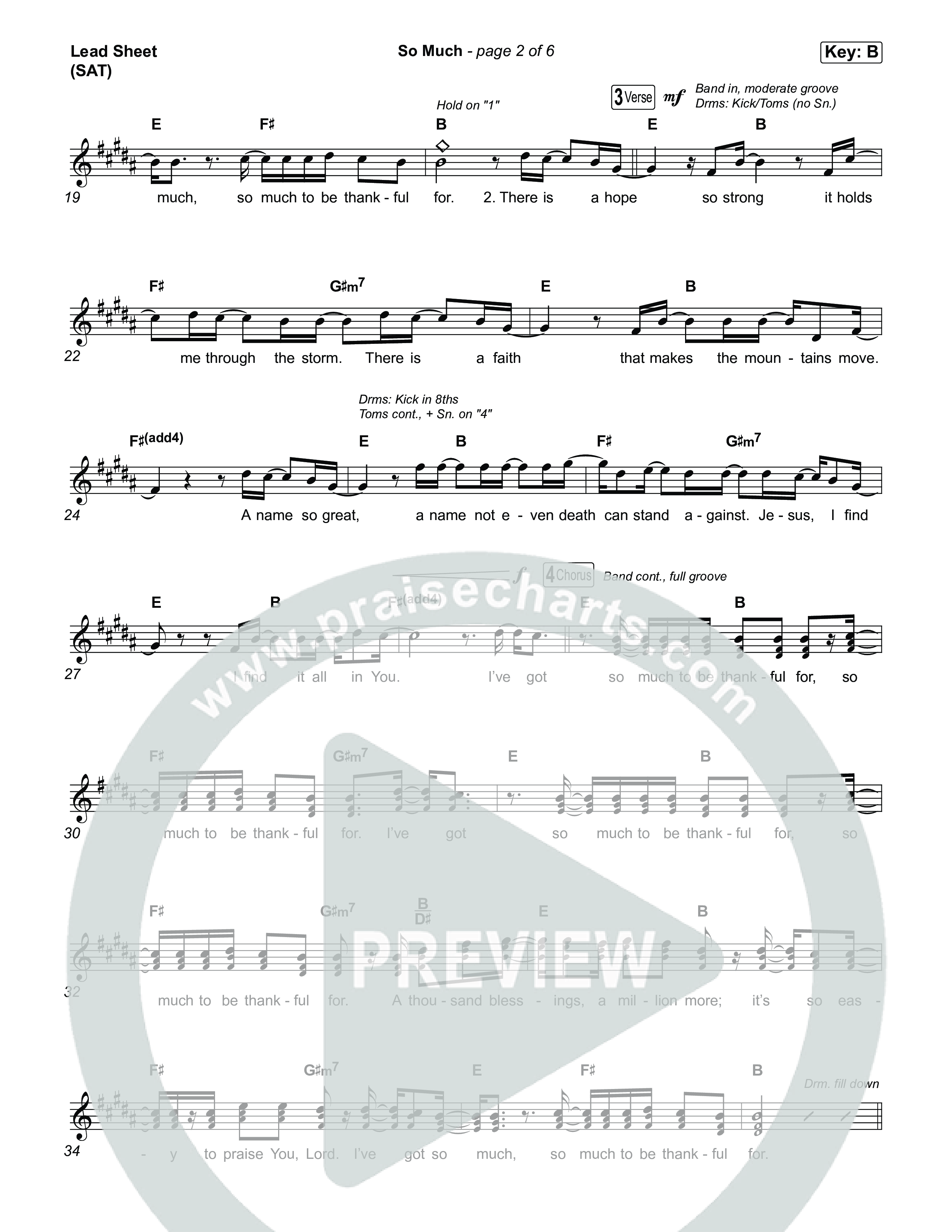 So Much Lead Sheet (SAT) (Life.Church Worship)