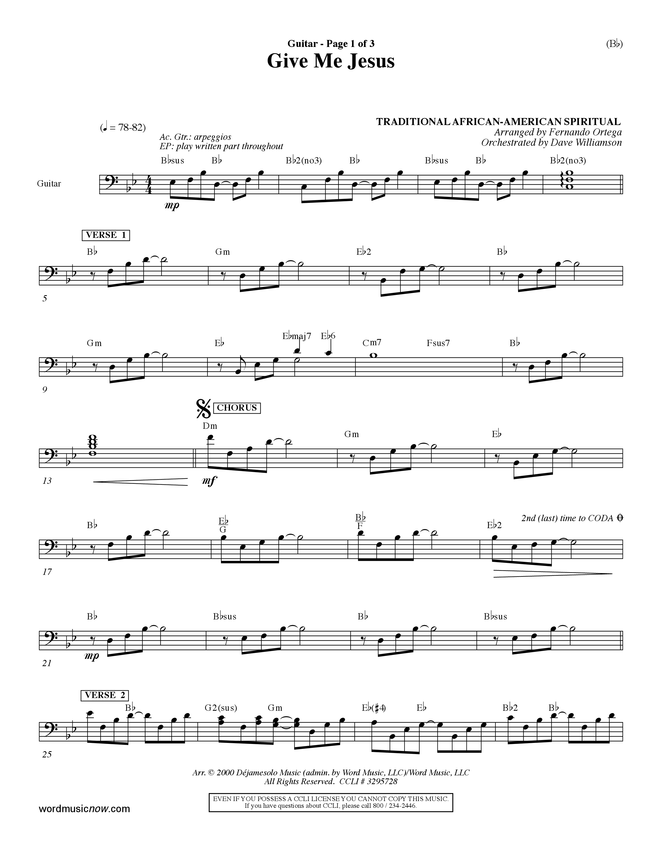 Give Me Jesus (Choral Anthem SATB) Acoustic Guitar (Word Music Choral / Arr. Fernando Ortega / Orch. Dave Williamson)