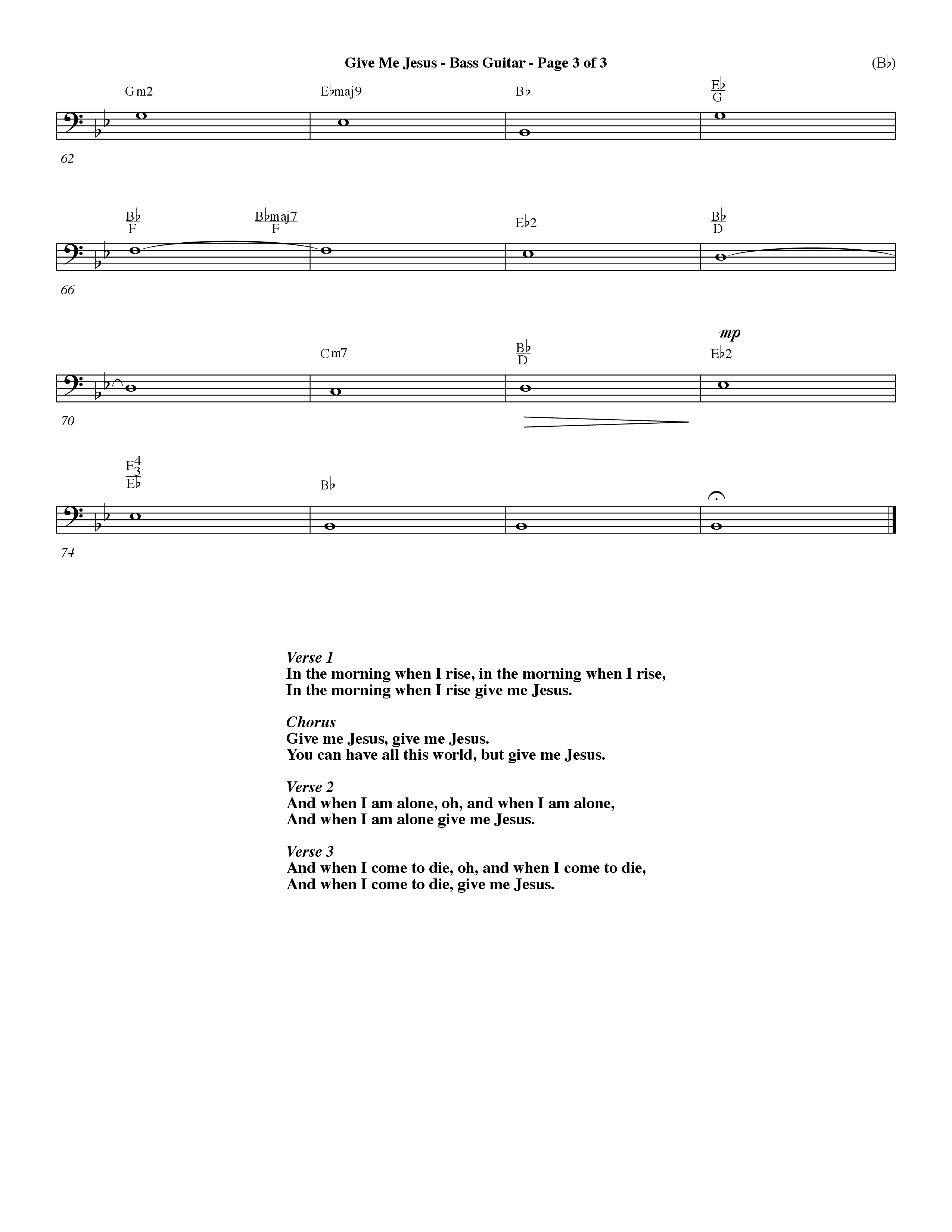 Give Me Jesus (Choral Anthem SATB) Bass Guitar (Word Music Choral / Arr. Fernando Ortega / Orch. Dave Williamson)