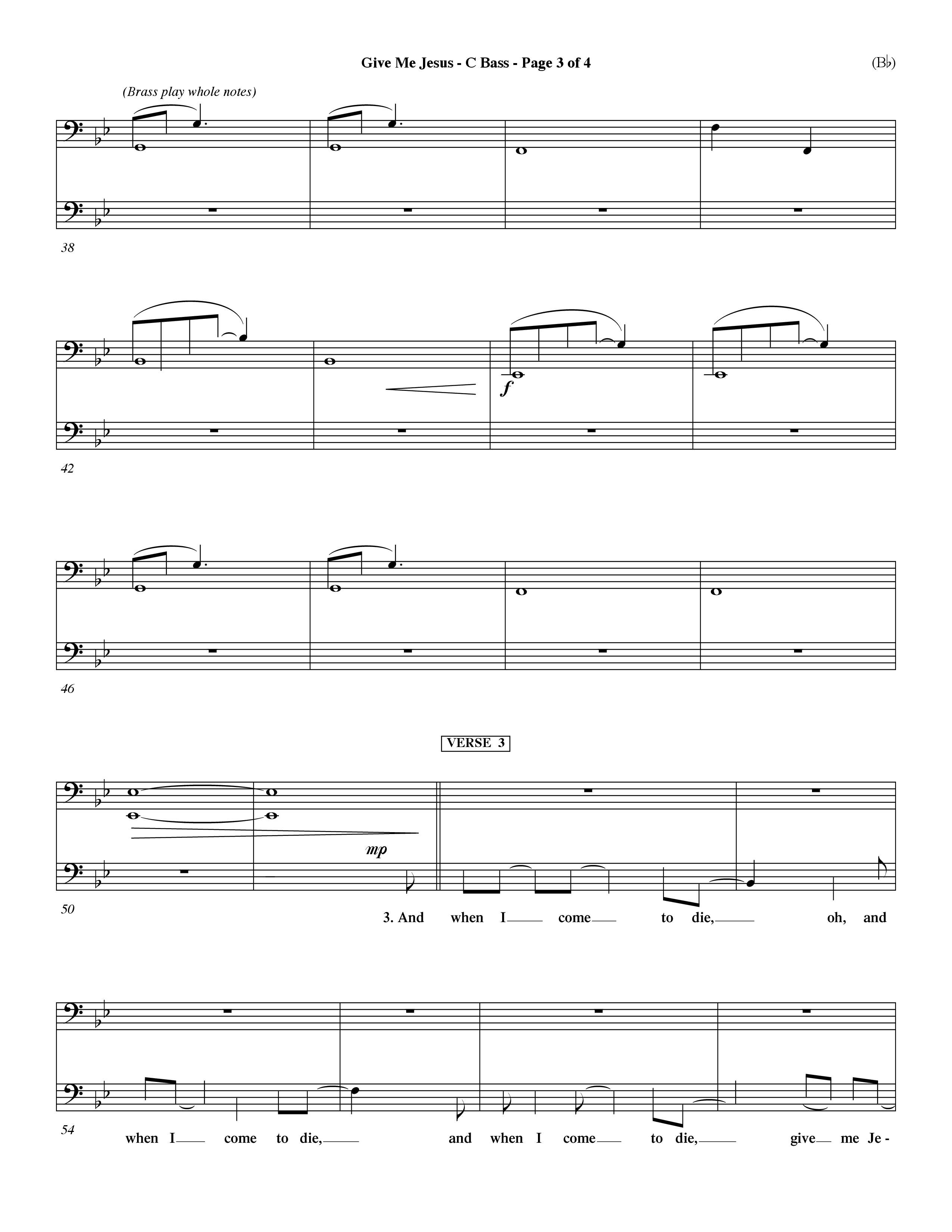 Give Me Jesus (Choral Anthem SATB) Contrabass (Word Music Choral / Arr. Fernando Ortega / Orch. Dave Williamson)