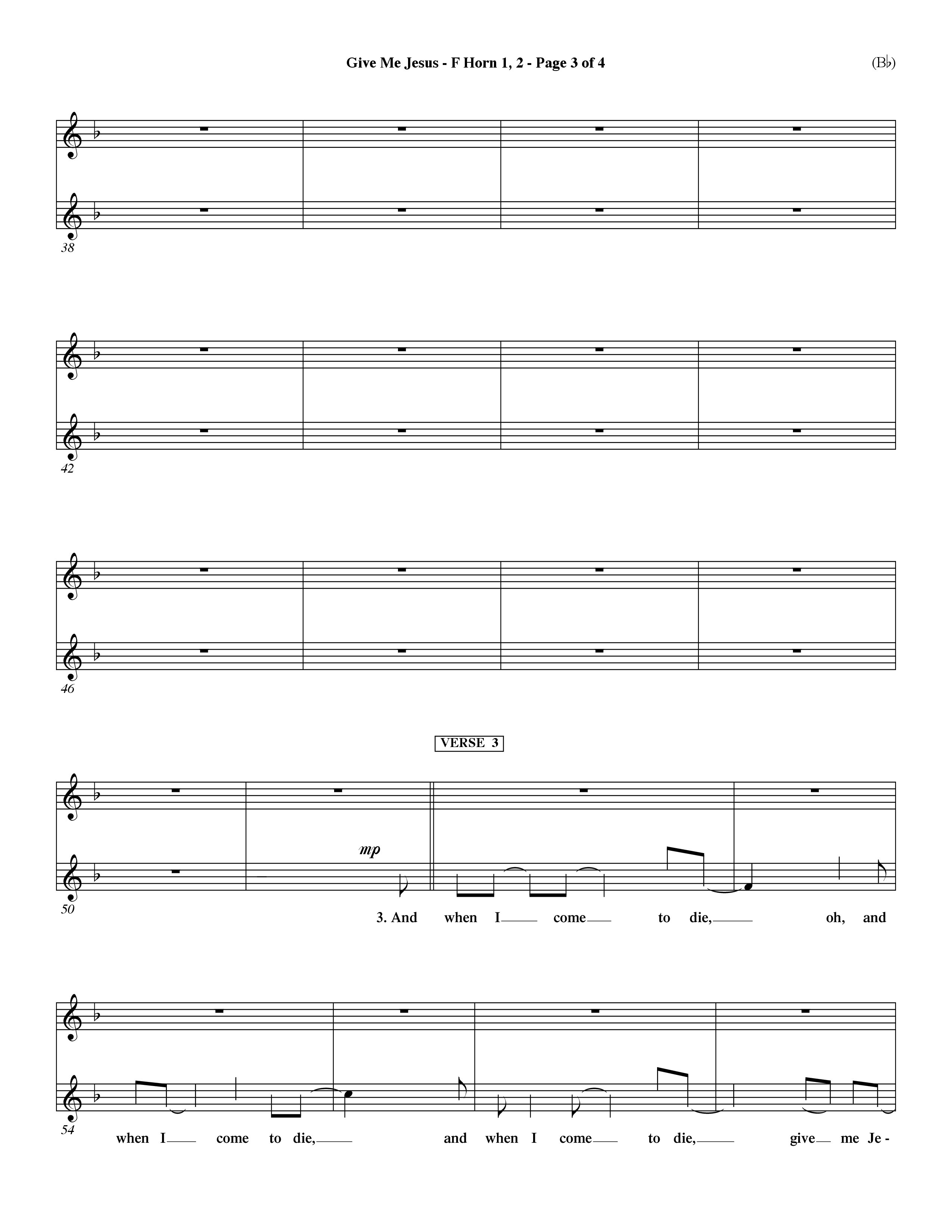 Give Me Jesus (Choral Anthem SATB) French Horn (Word Music Choral / Arr. Fernando Ortega / Orch. Dave Williamson)