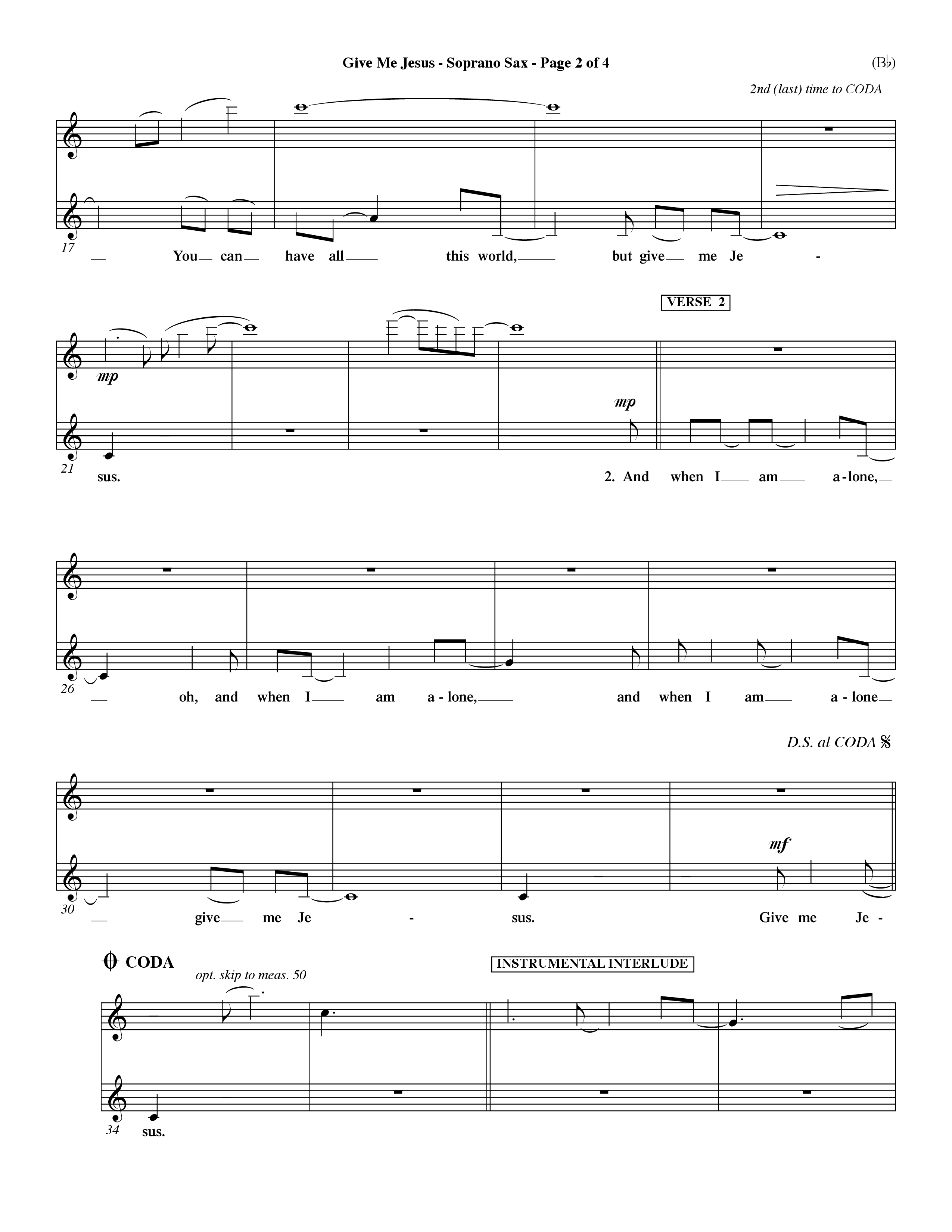 Give Me Jesus (Choral Anthem SATB) Saxophone (Word Music Choral / Arr. Fernando Ortega / Orch. Dave Williamson)