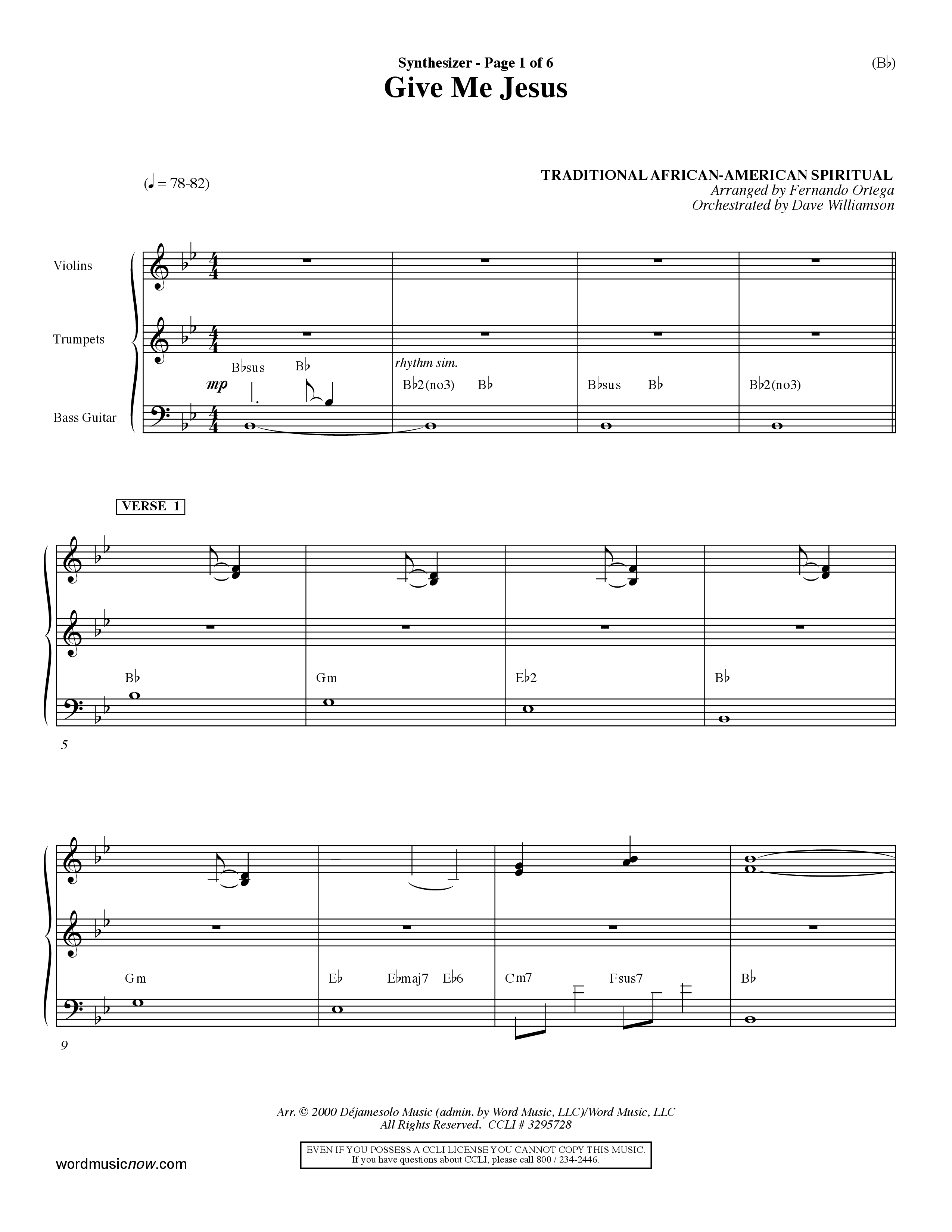 Give Me Jesus (Choral Anthem SATB) Synth (Word Music Choral / Arr. Fernando Ortega / Orch. Dave Williamson)
