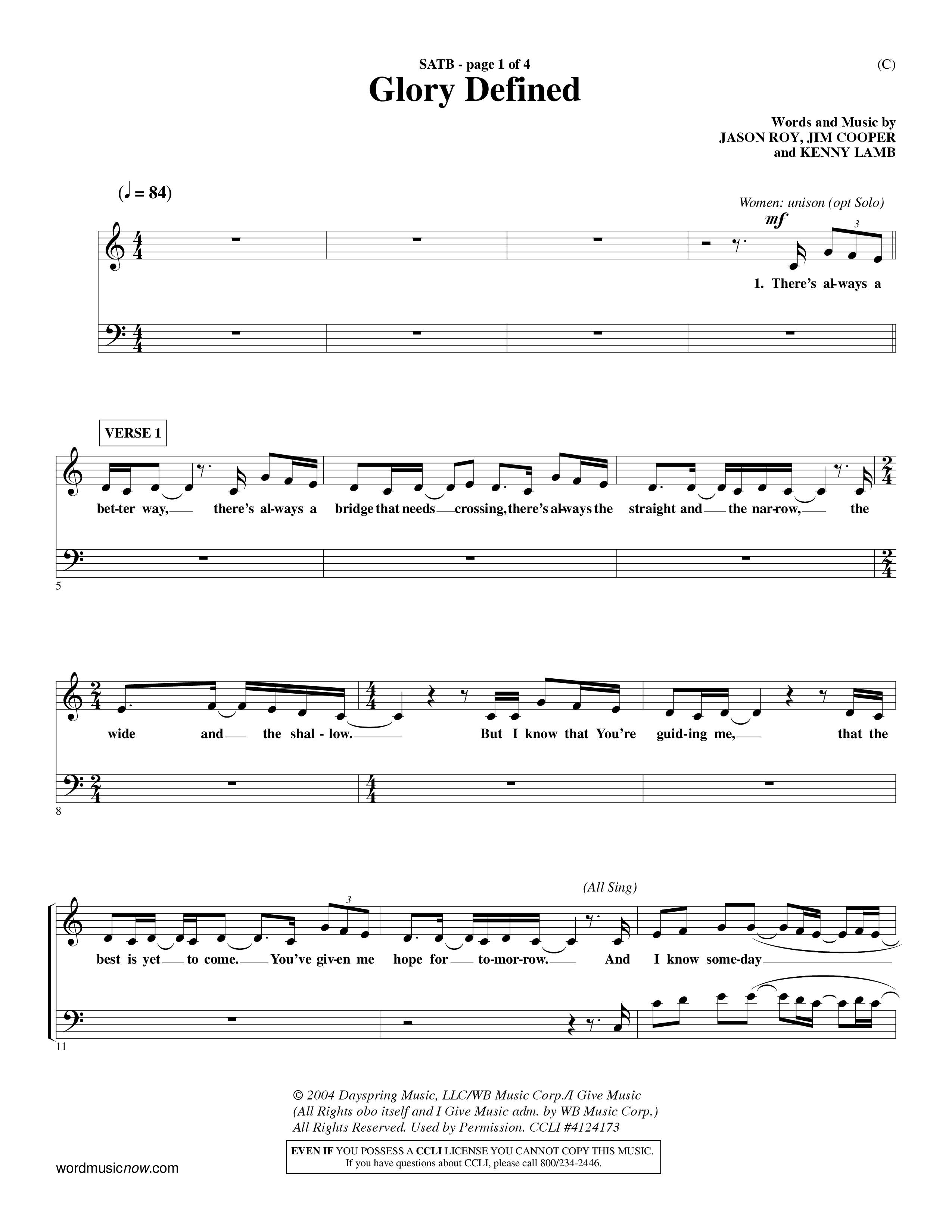 Glory Defined (Choral Anthem SATB) Choir Sheet (SATB) (Word Music Choral / Orch. Hemme Luttjeboer)