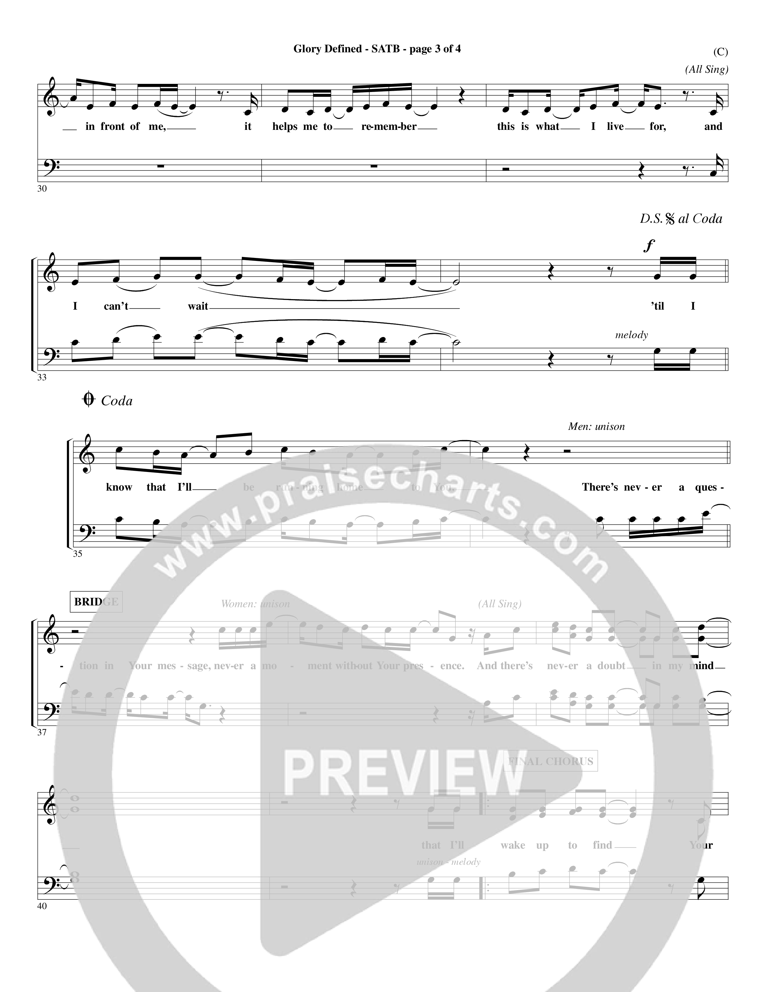 Glory Defined (Choral Anthem SATB) Choir Sheet (SATB) (Word Music Choral / Orch. Hemme Luttjeboer)
