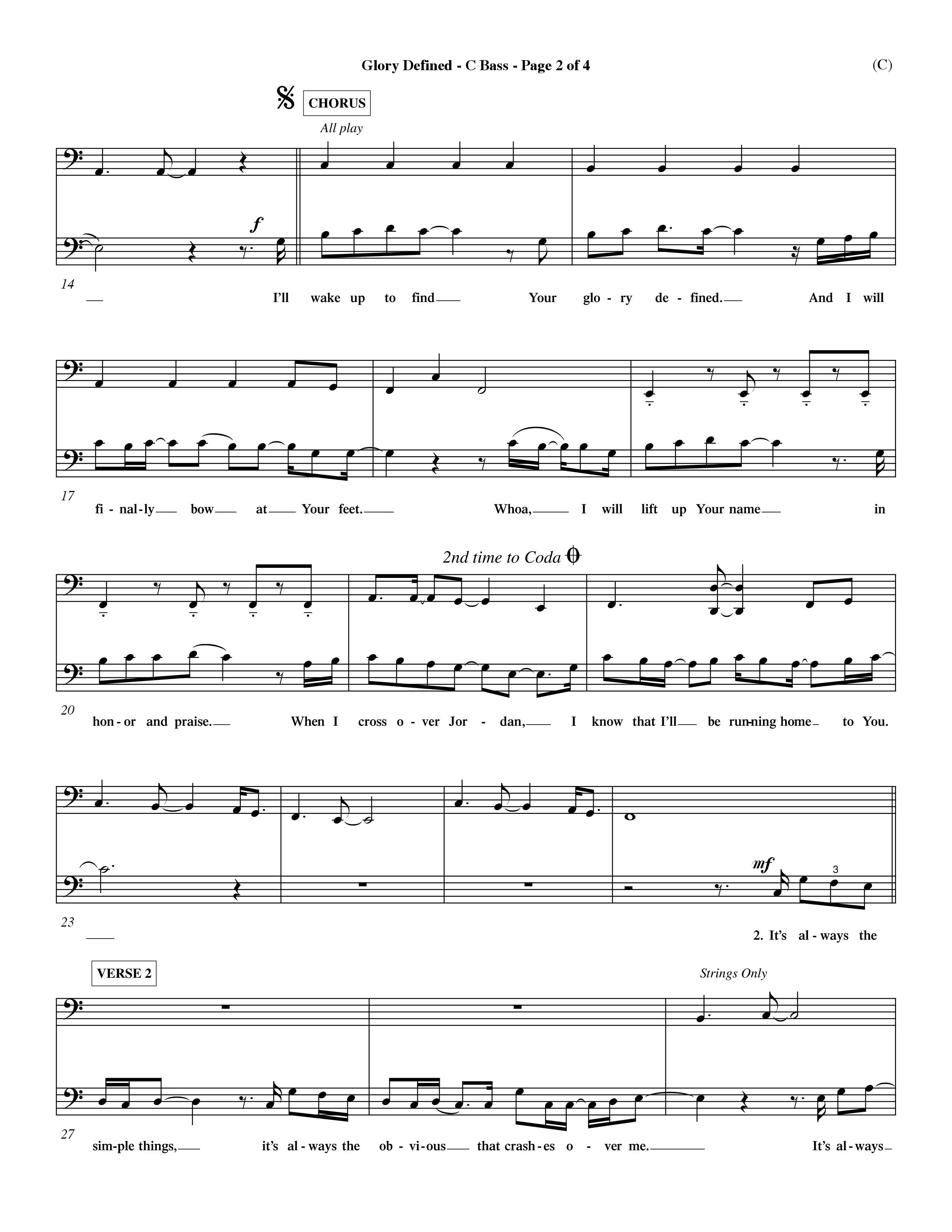 Glory Defined (Choral Anthem SATB) Contrabass (Word Music Choral / Orch. Hemme Luttjeboer)