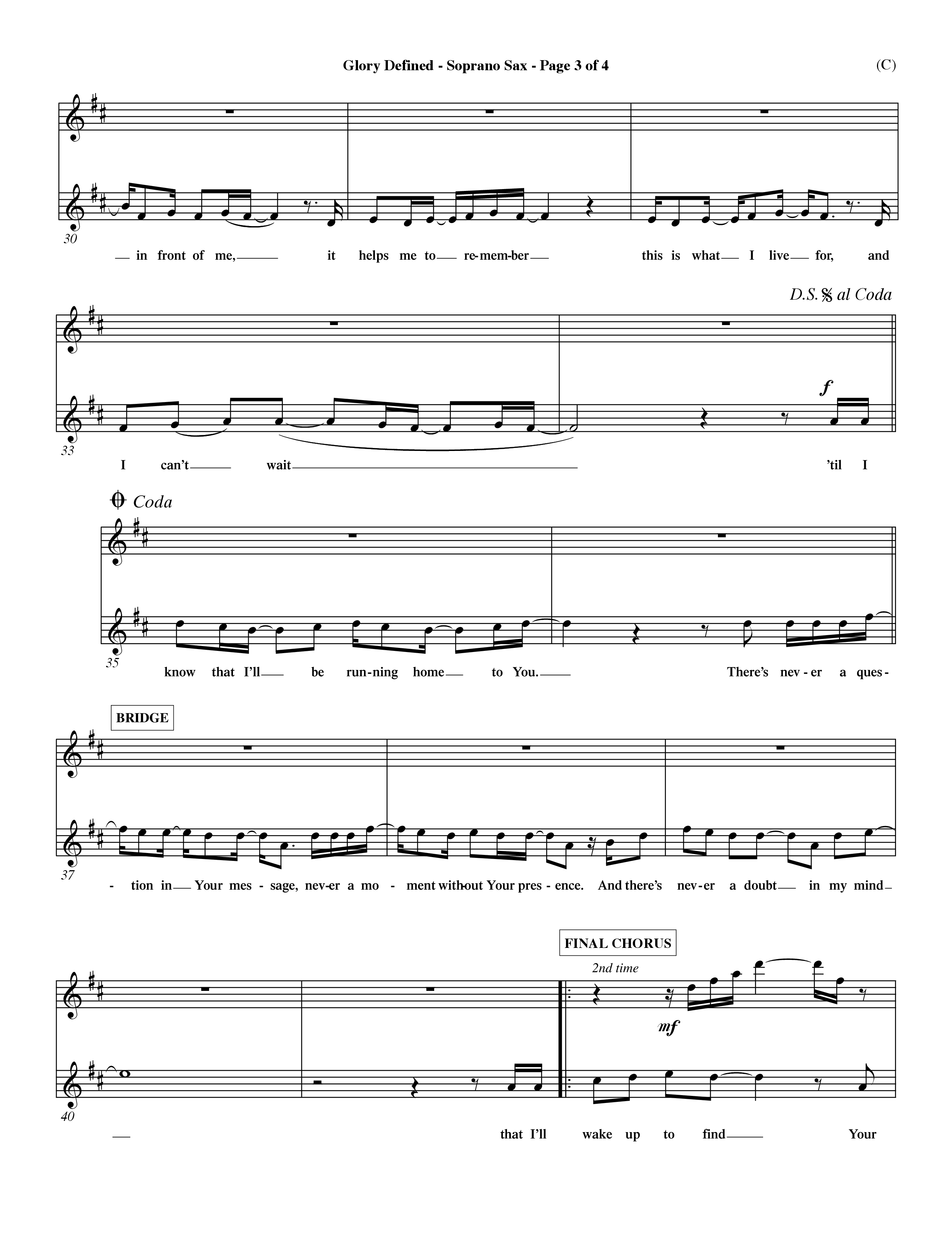 Glory Defined (Choral Anthem SATB) Saxophone (Word Music Choral / Orch. Hemme Luttjeboer)