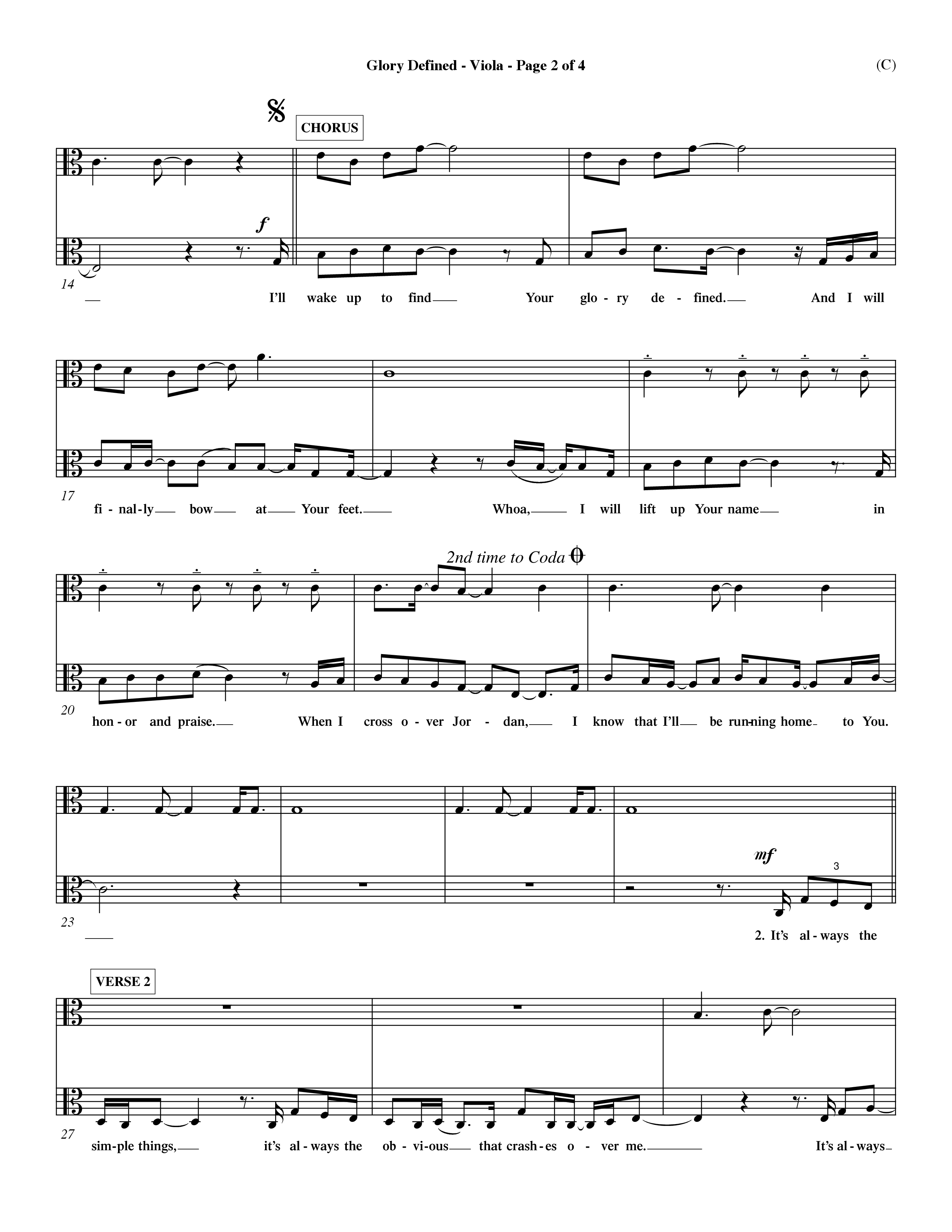 Glory Defined (Choral Anthem SATB) Viola (Word Music Choral / Orch. Hemme Luttjeboer)